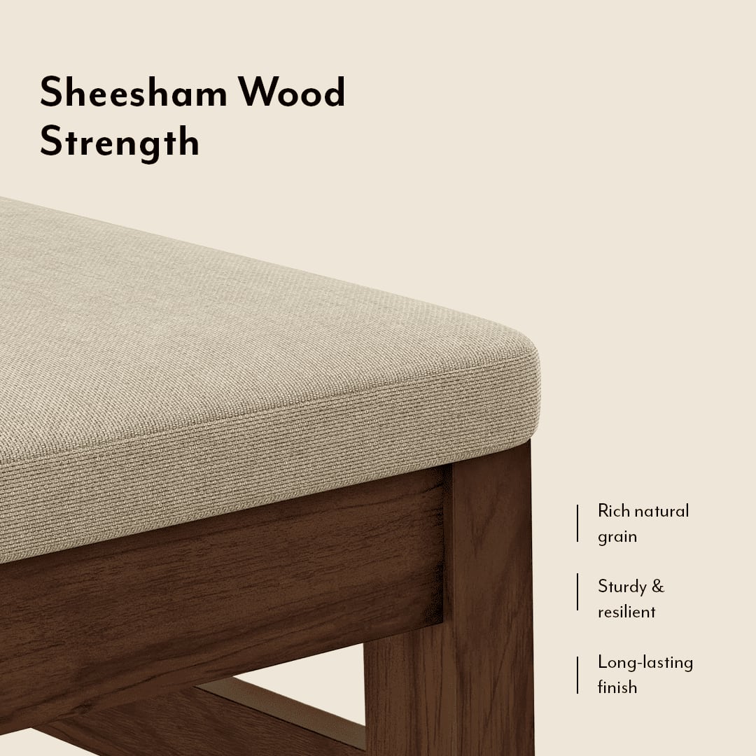 Tessa Solid Wood Dining Chair In Sienna Teak Finish With Wheat Brown Colour Fabric