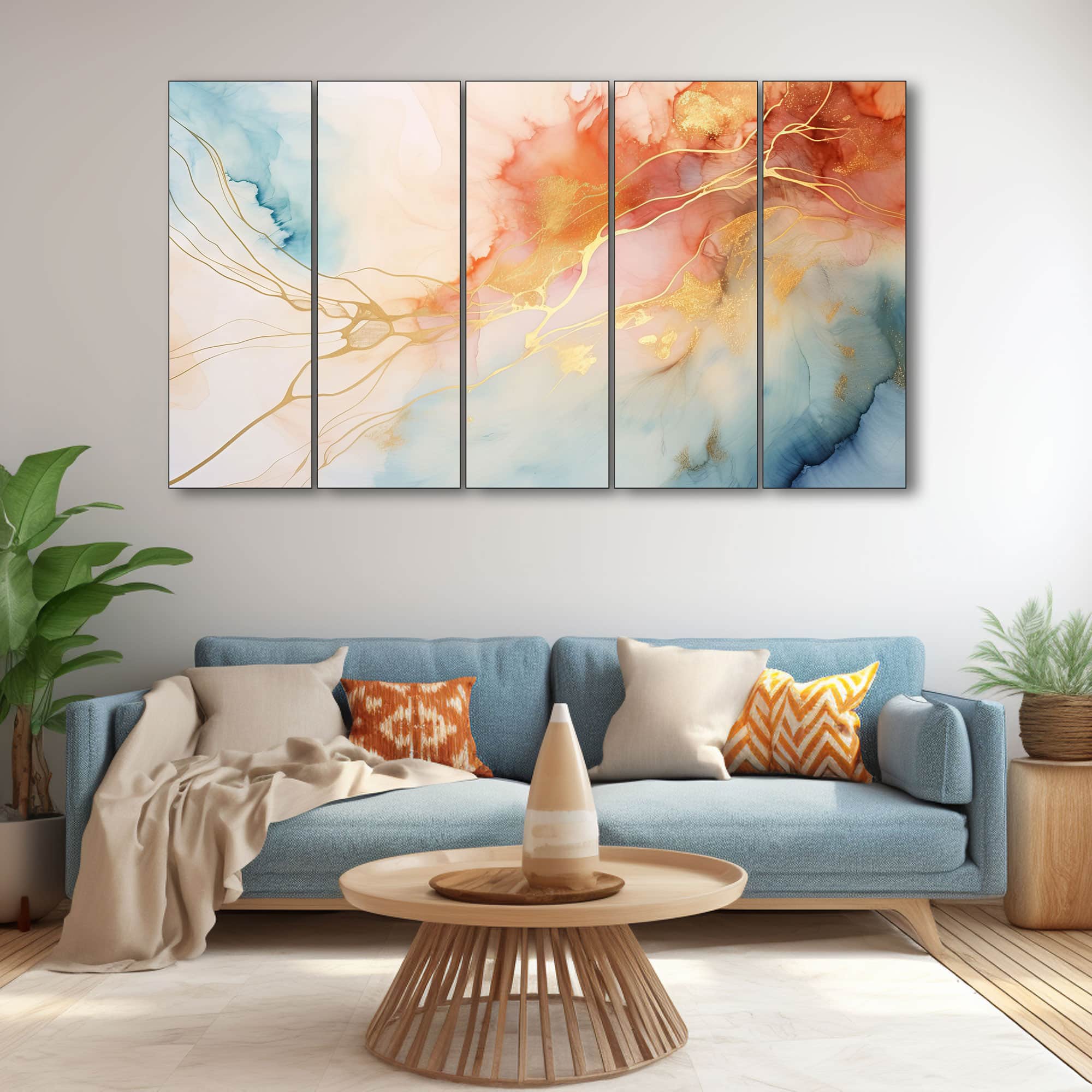 The Castle Decor Marble Abstract Art Wall Painting Wooden Framed Painting 27x48 Inch Style 4 - The Castle Decor