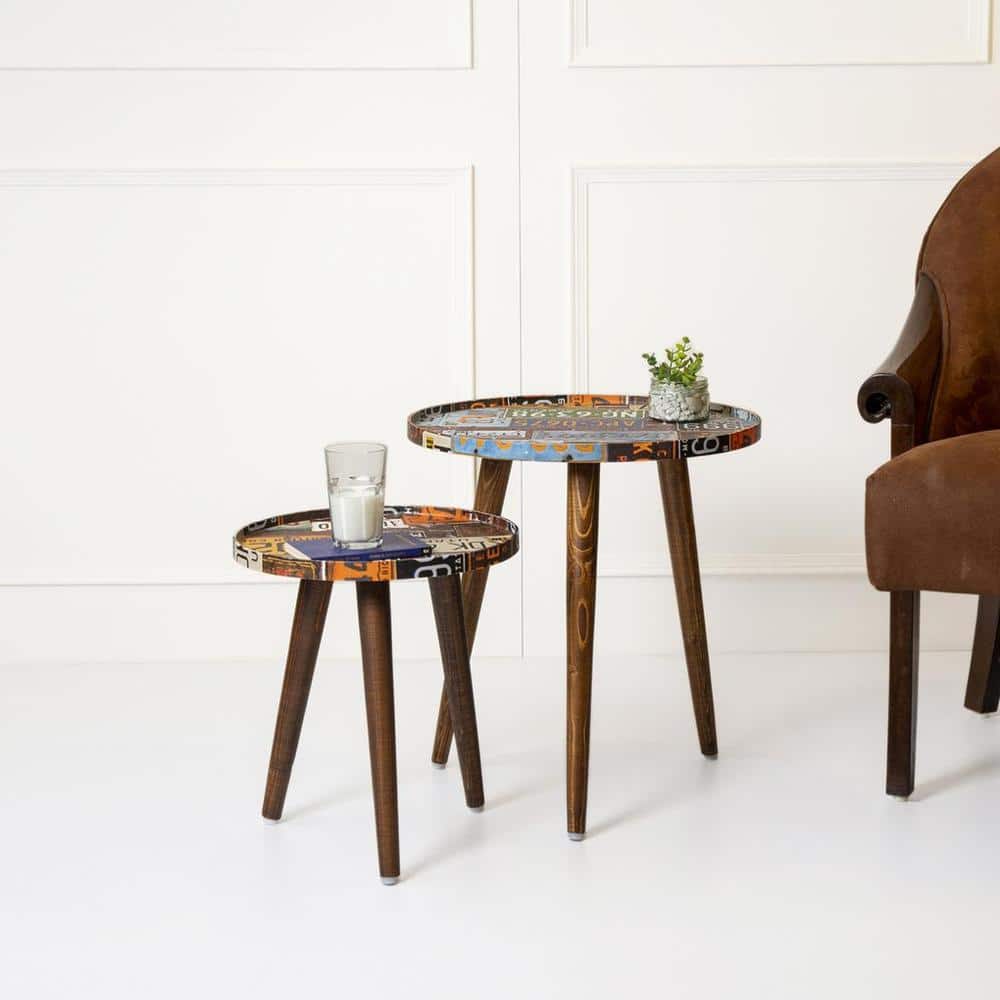Muddy Miles Round Nesting Tables with Wooden Legs, Side Tables, Wooden Tables, Living Room Decor by A Tiny Mistake