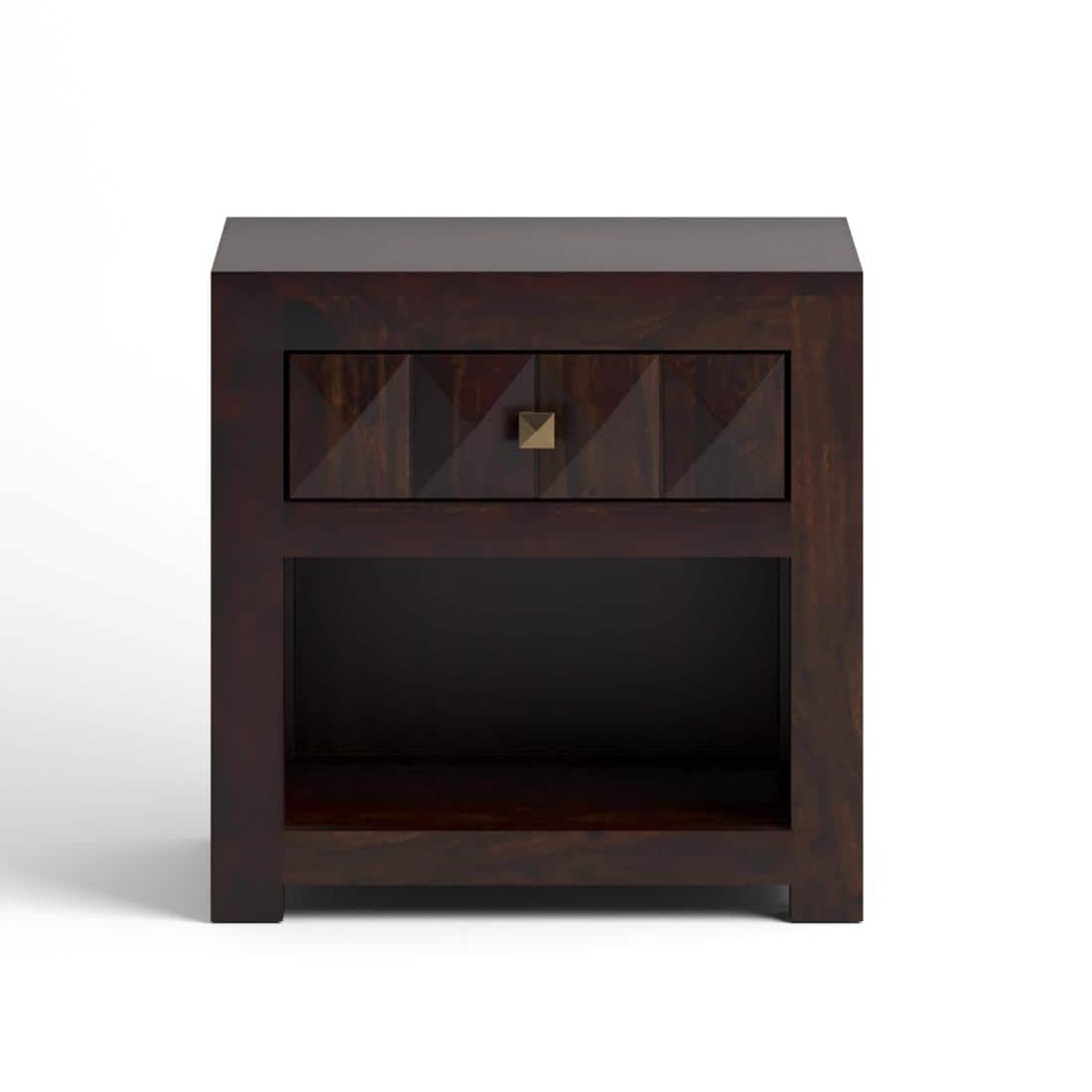 Diamond Solid Wood Bed Side In Walnut Finsh