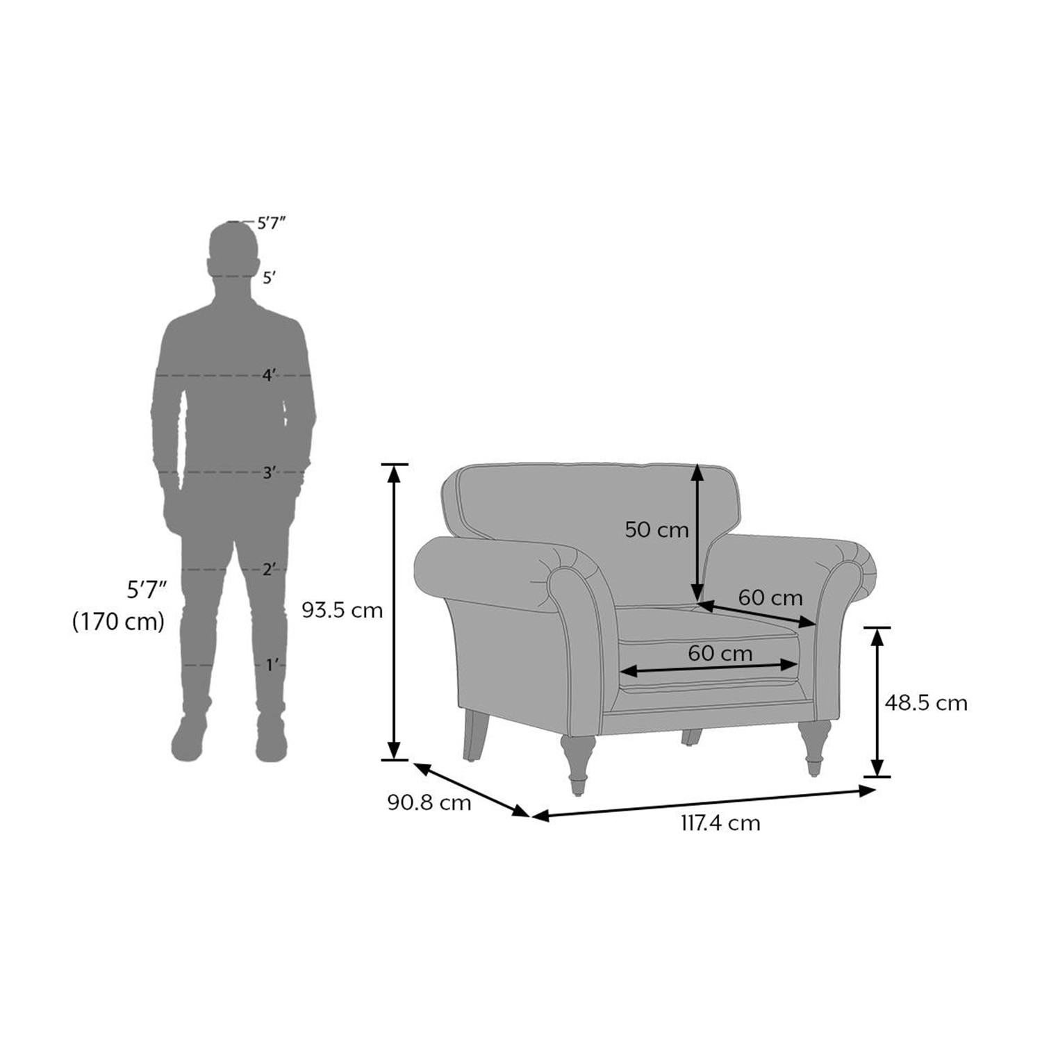 Amara 1 Seater Sofa In Blue Floral Damask Print