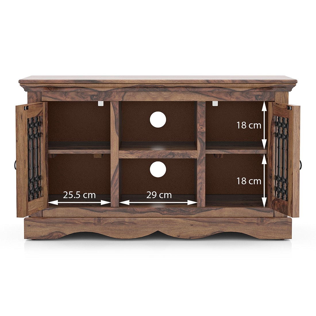 Bunai Solid Wood Free Standing TV Unit In Teak Finish