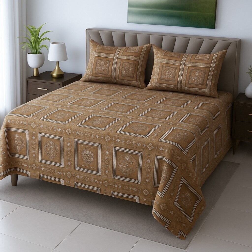 Multicolor Floral 400 TC Cotton Flat Queen Size Bedsheet With 2 Pillow Covers From Threads