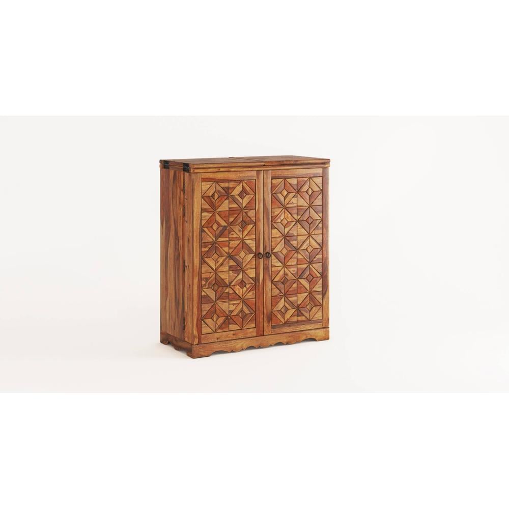 Parquet Bar Cabinet in Teak Finish