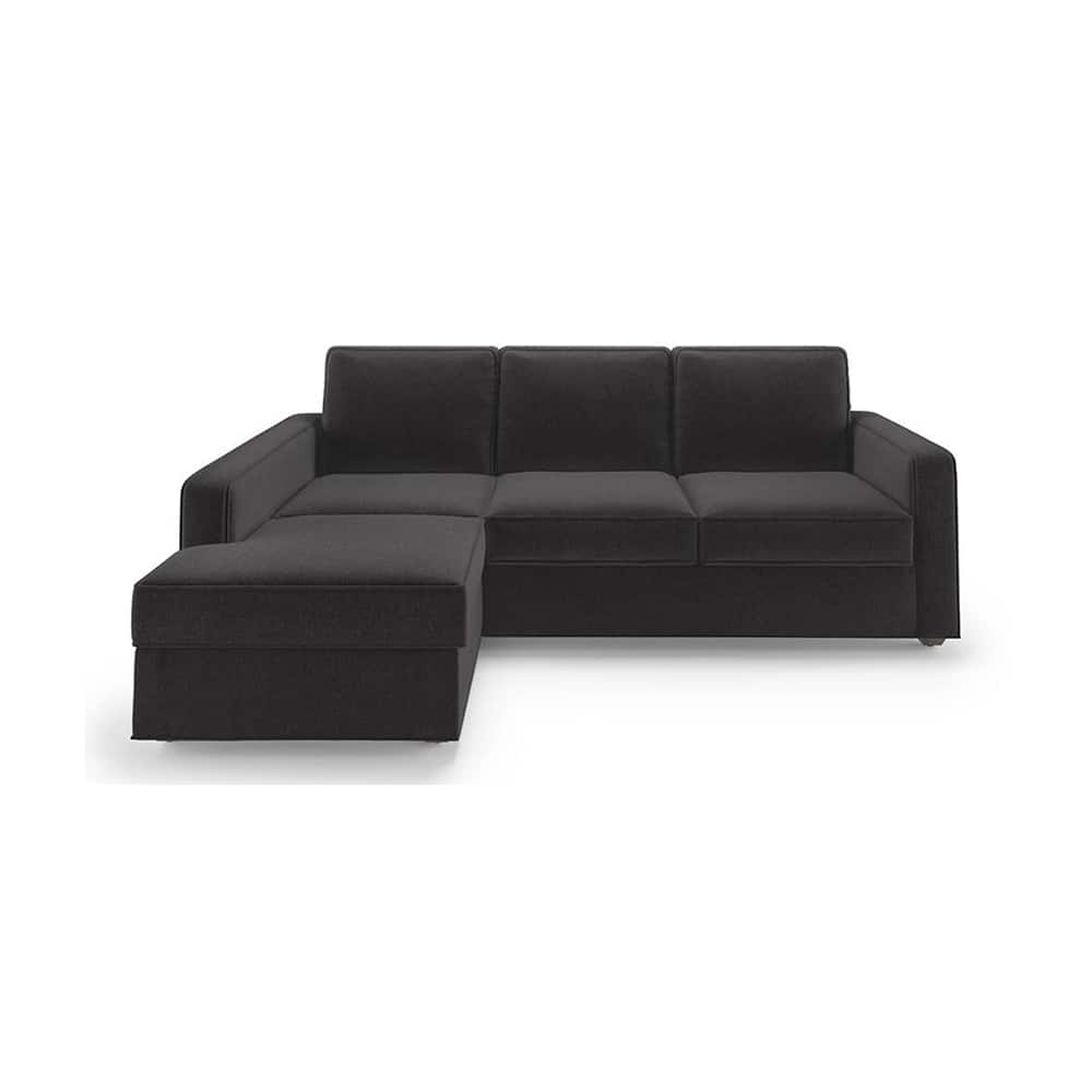 Apollo Fabric Sectional Sofa (Colour : Pebble Grey, Cushion : Hard, Back Type : Regular, Seating Capacity : Left Aligned 2 Seater + Left Aligned Chaise) - Urban Ladder