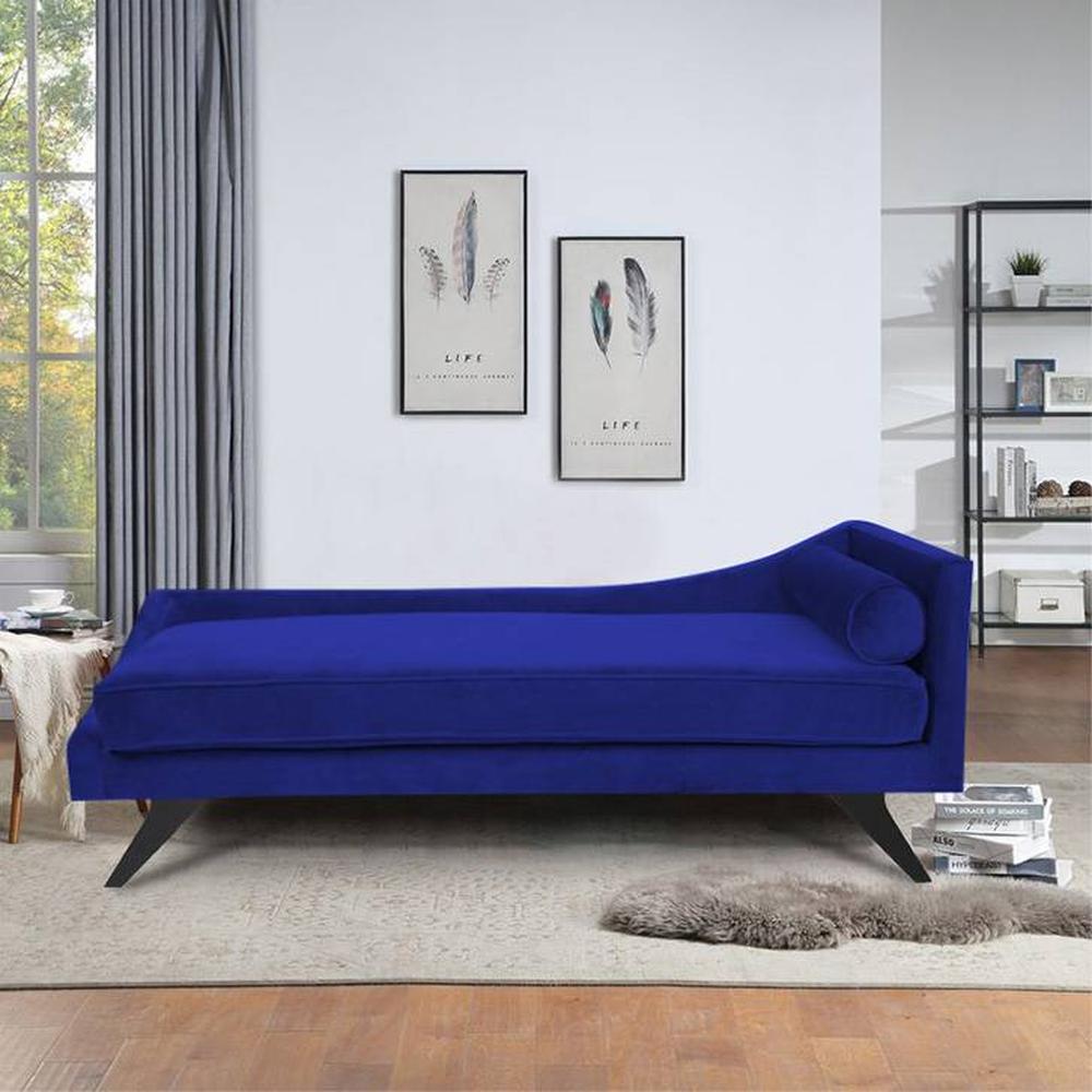 Kawa Velvet Chaise Launger in Navy Blue Colour