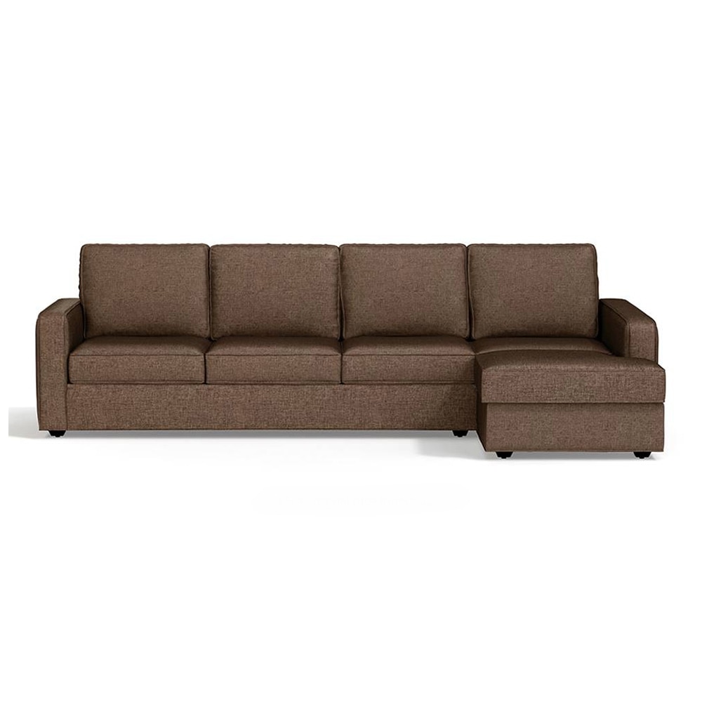 Apollo Compact Sofa (Colour : Mocha, Cushion : Soft, Back Type : Regular, Seating Capacity : Right Aligned 3 Seater + Right Aligned Chaise + Ottoman) - Urban Ladder