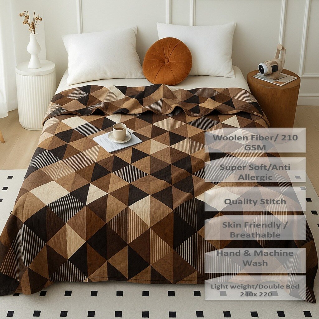 Super Soft Cozy Doube Bed Blanket 240 X 220 Cms  210 Cms