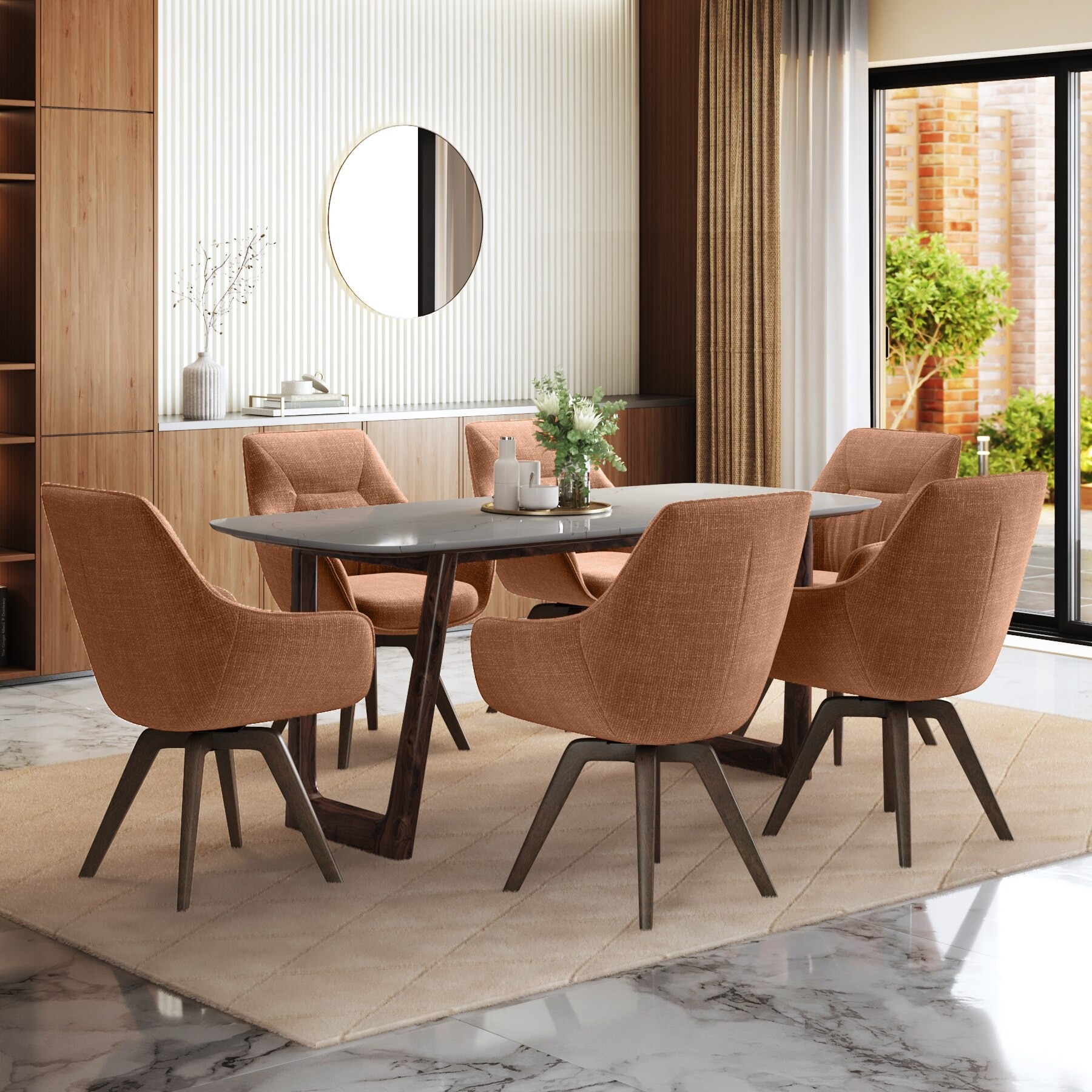 Adria Copa Cabana Black Stone 6 Seater Dinning Table With Set of 3  Wella Dining Chair