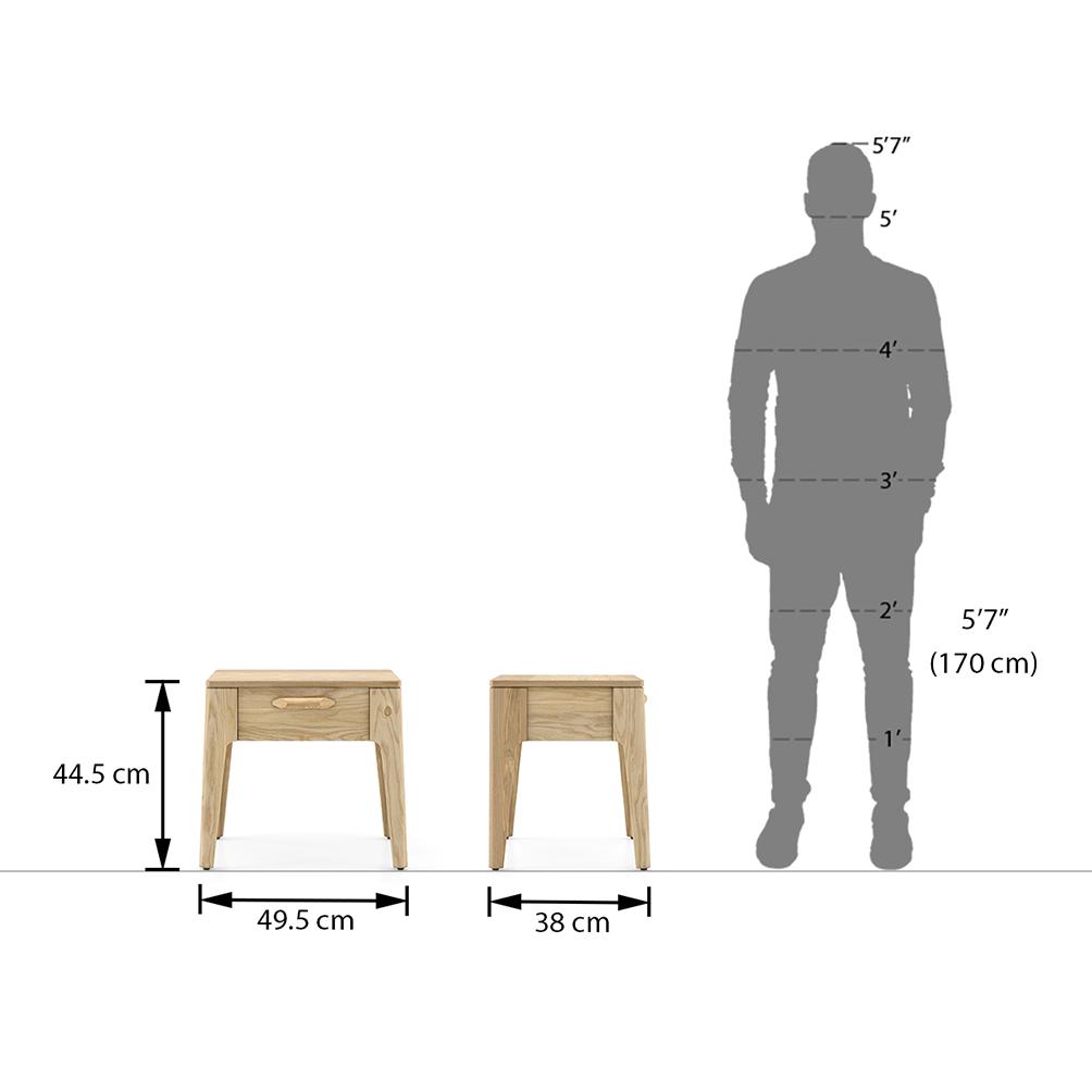 Faye Solid Wood Bedside Table In Natural White Ash Finish