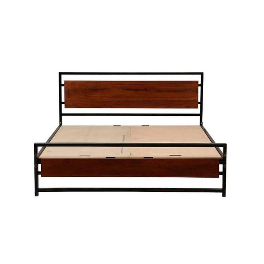 Palmer Metal King Size Non Storage Bed In Provincial Teak Finish