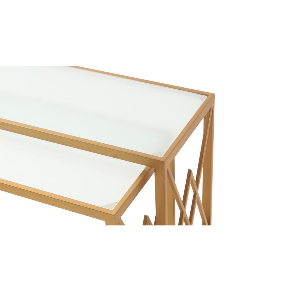 Valentino Frosted Glass Nesting Coffee Table In Dark Gold Finish