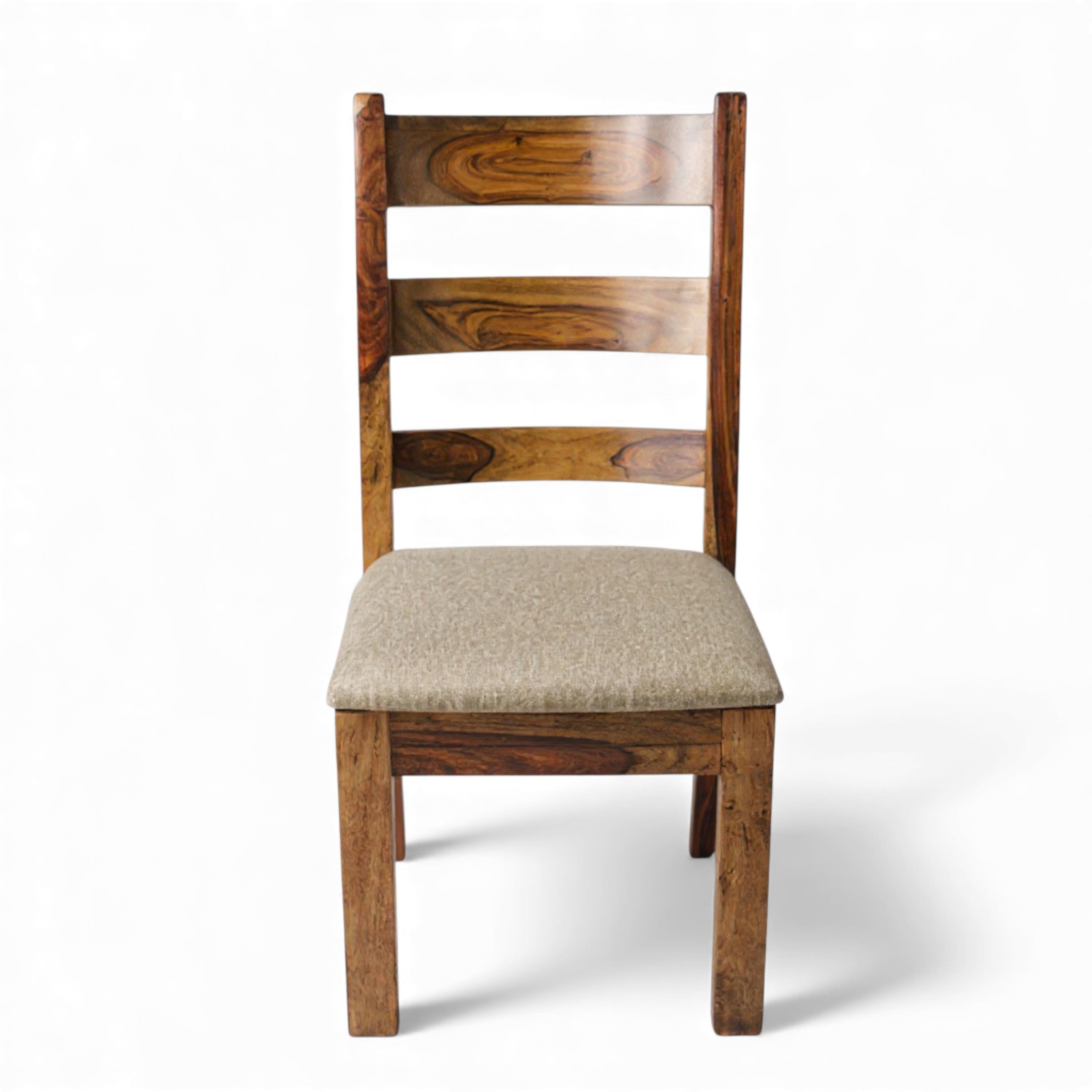 Newport Sheesham Wood   Dining Chair in Jute Beige     TEAK FINISH