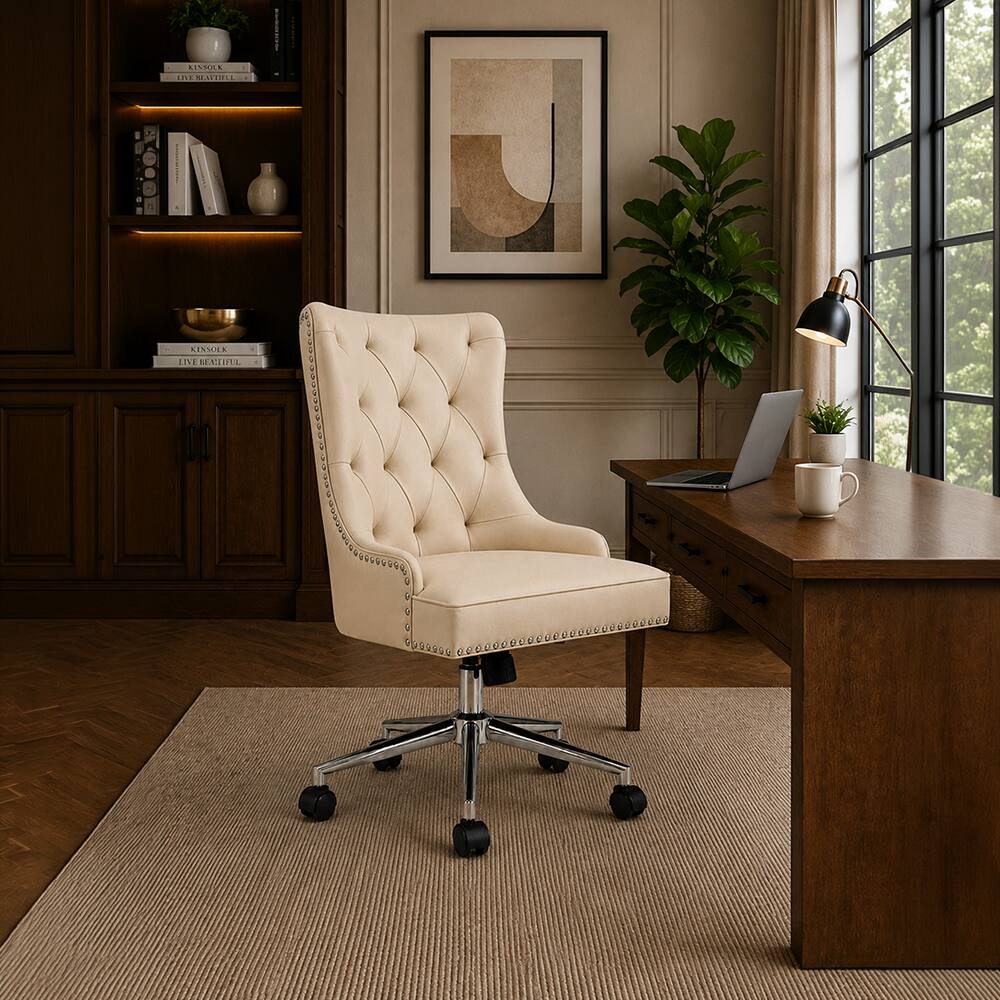 Doe Buck Amparo Beige Leatherette Executive Office Chair
