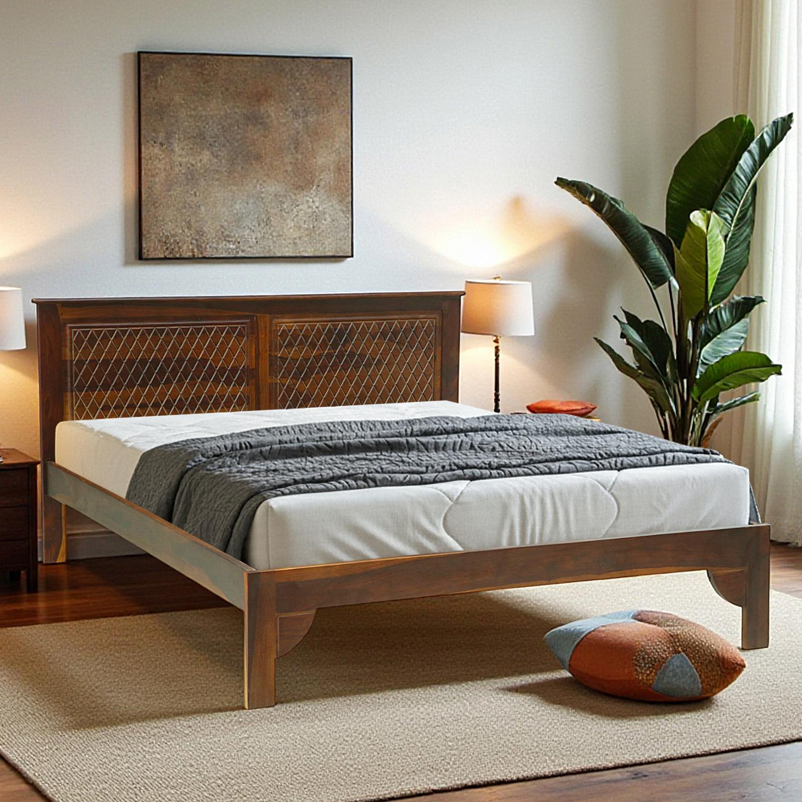 Verowood King Size Bed Without Storage in Provencial Teak Finish