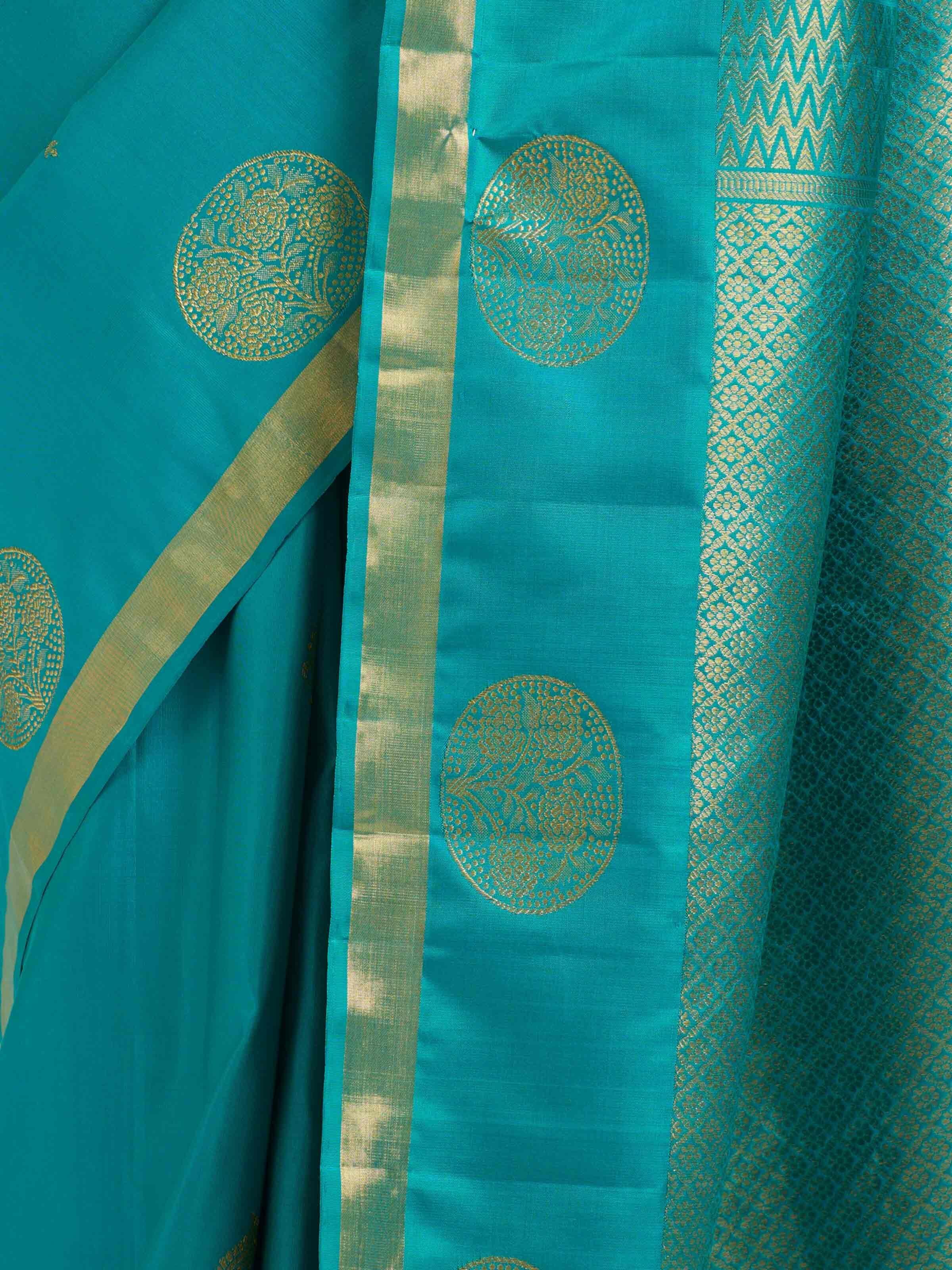 Teal Dharmavaram Silk Saree