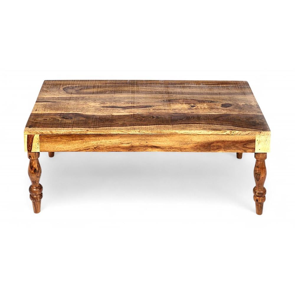 Hudson Sheesham Wood Coffee Table In Natural Rustic Wood Finish