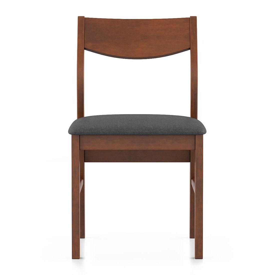 Augusta Solid Wood Dining Chair Set Of 2 In Dark Walnut Finish With Grey Fabric Colour