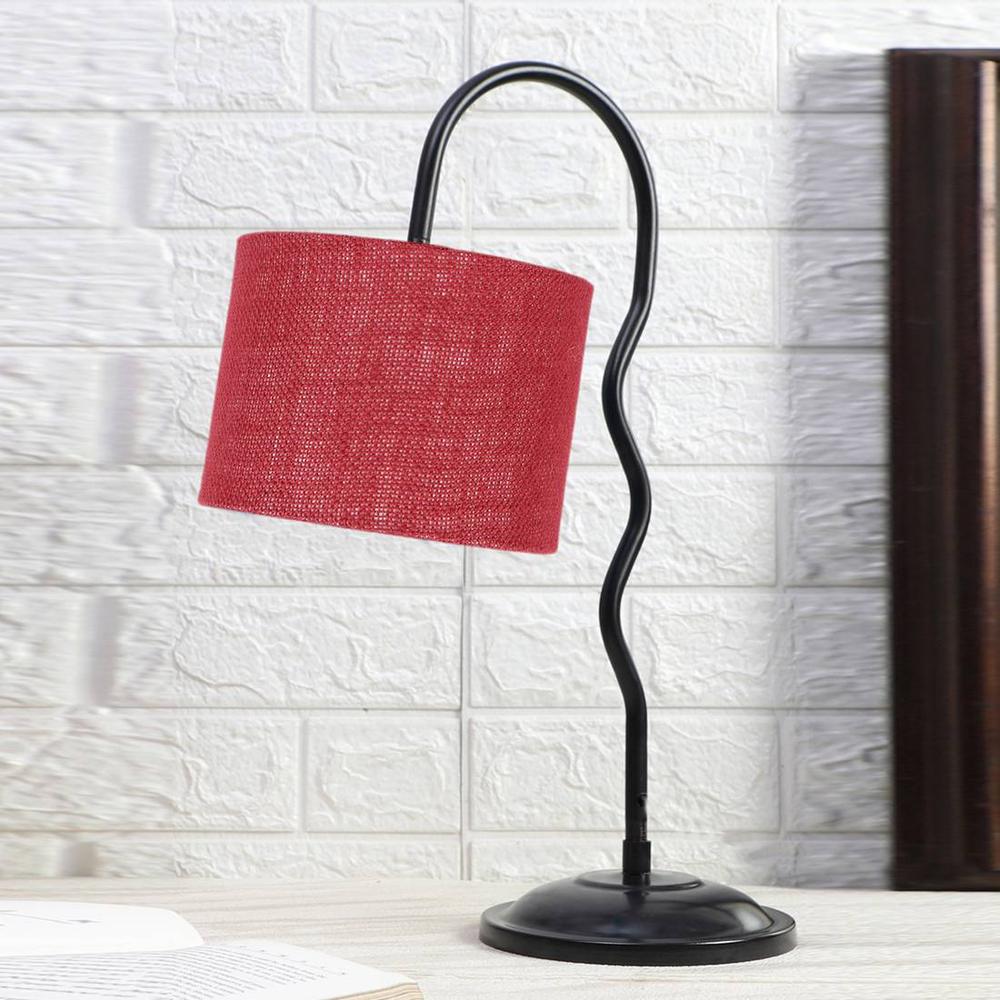 Maroon Jute Zig Zag Curvy table lamp with Iron Base(SP33)