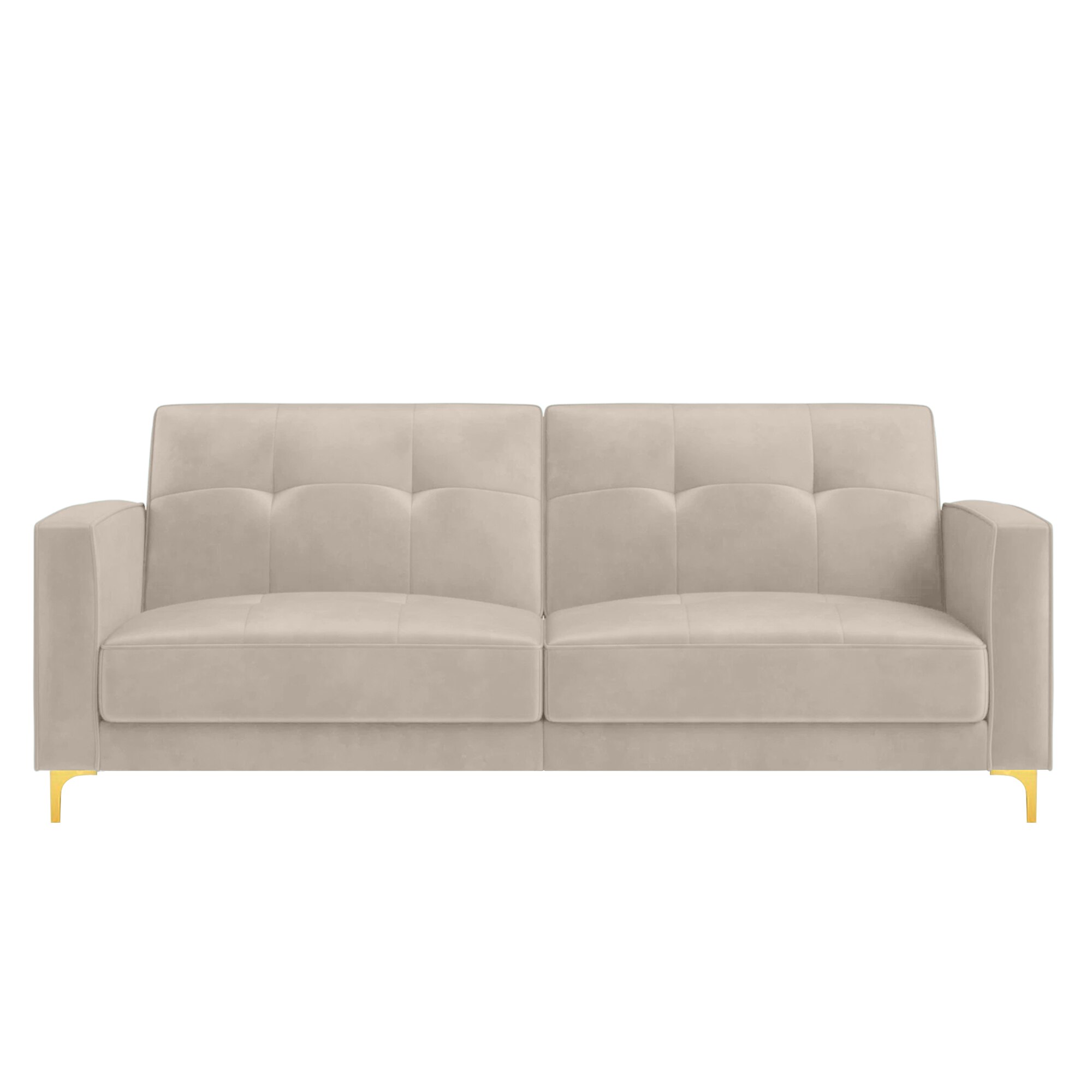Novelle 3 Seater Velvet Sofa Cum Bed in Cream colour