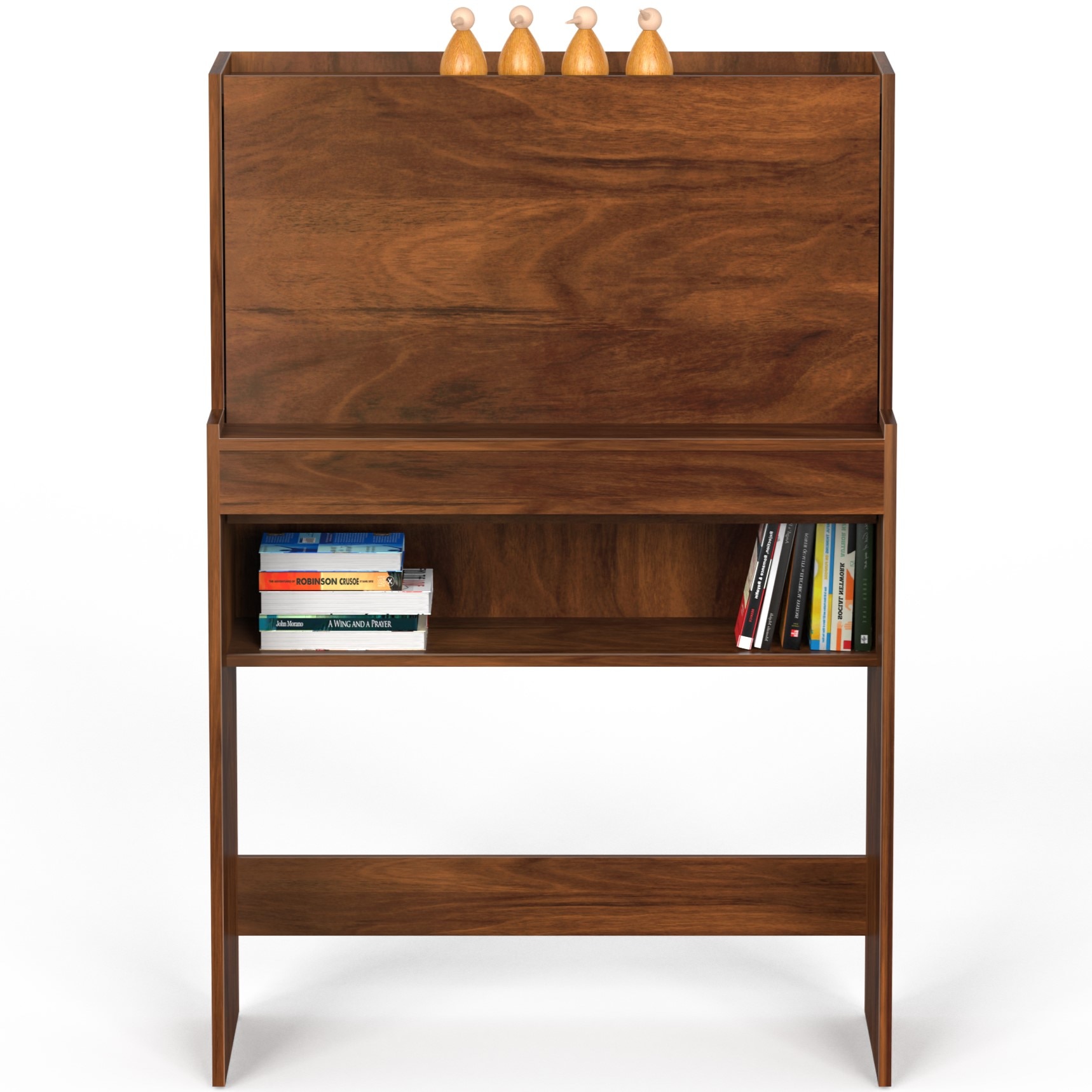 BLUEWUD Karmiya Engineered Wood Study and Computer Laptop Table for Home or Office, WFH Desk, with Multiple Storage Shelves for Books and D�cor Display for Adults Kids Students (Brown Maple)