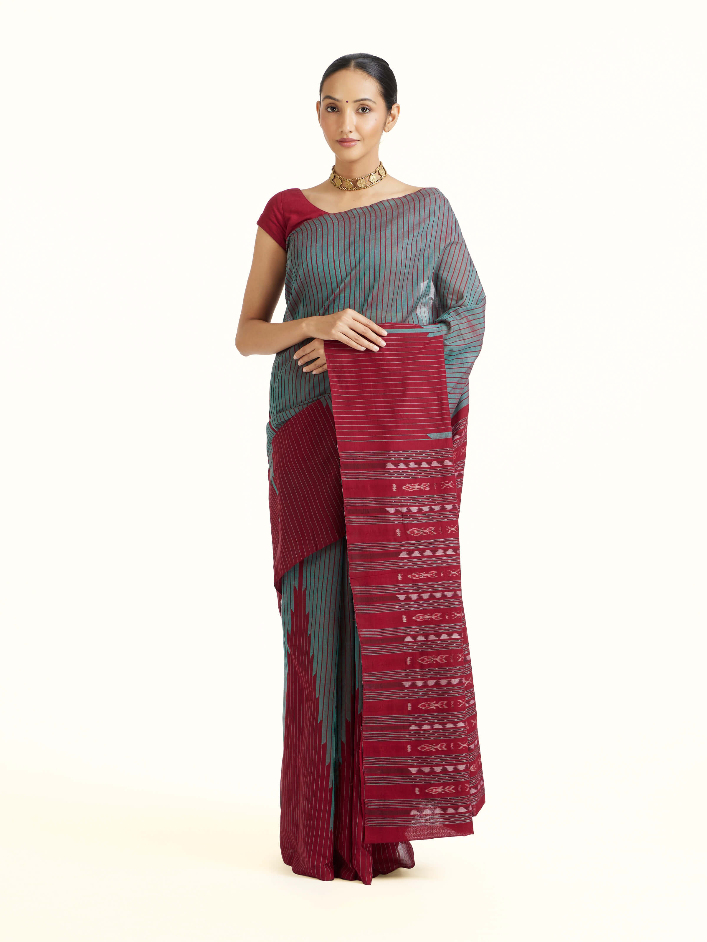 Green Cotton Bandha Odisha Ikat Saree