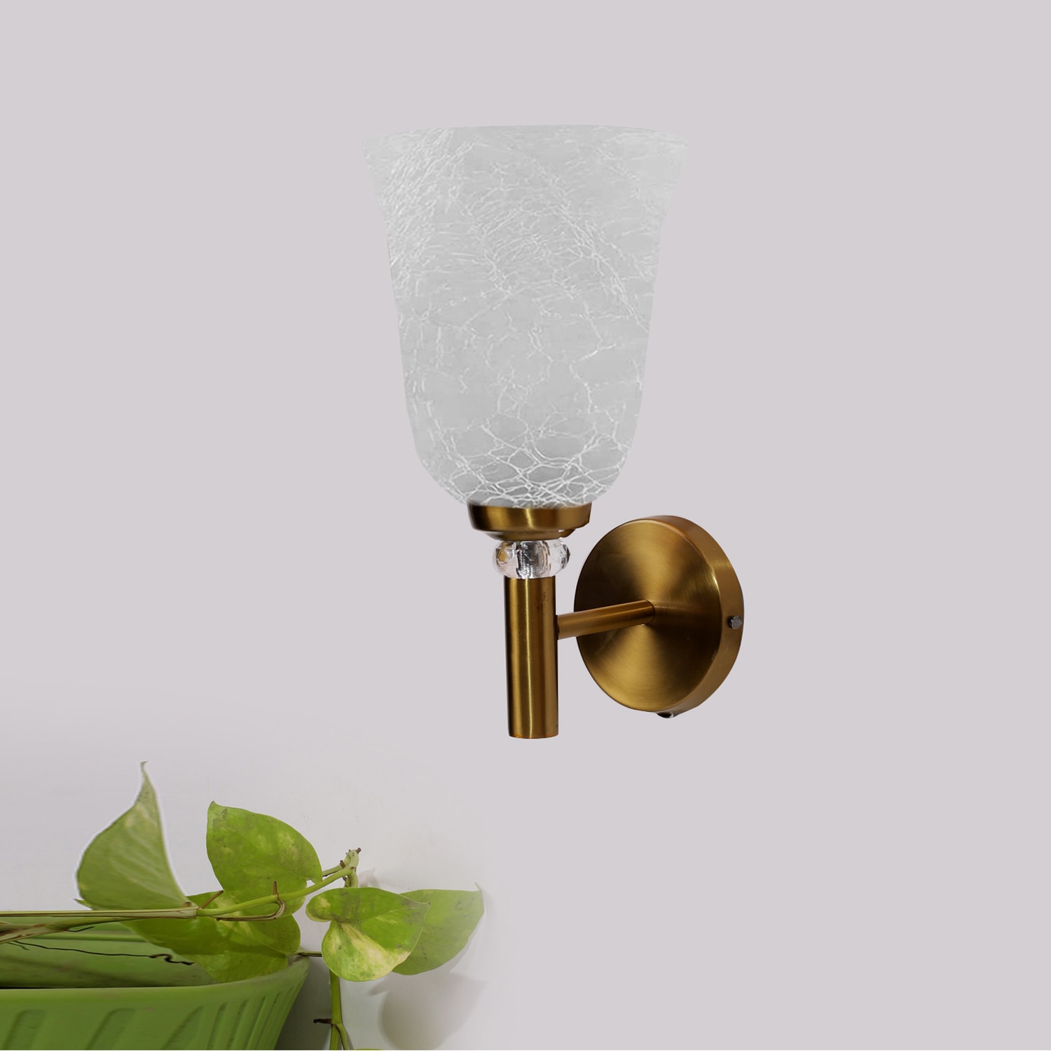 Devansh Metal Electric Wall Light in Gold Colour with White Shade Count of 1 Light - Devansh