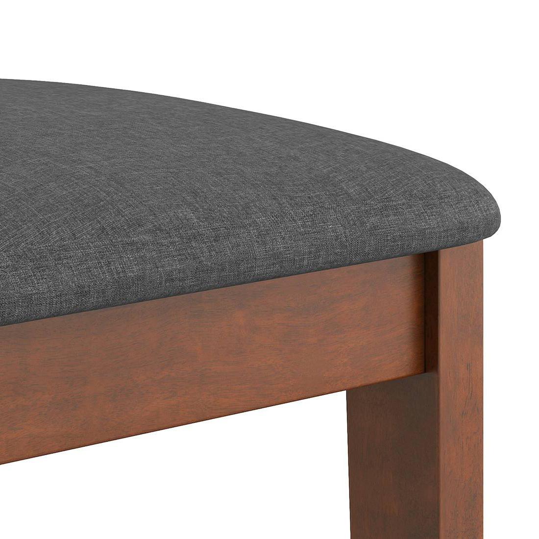 Augusta Solid Wood Dining Chair Set Of 2 In Dark Walnut Finish With Grey Fabric Colour