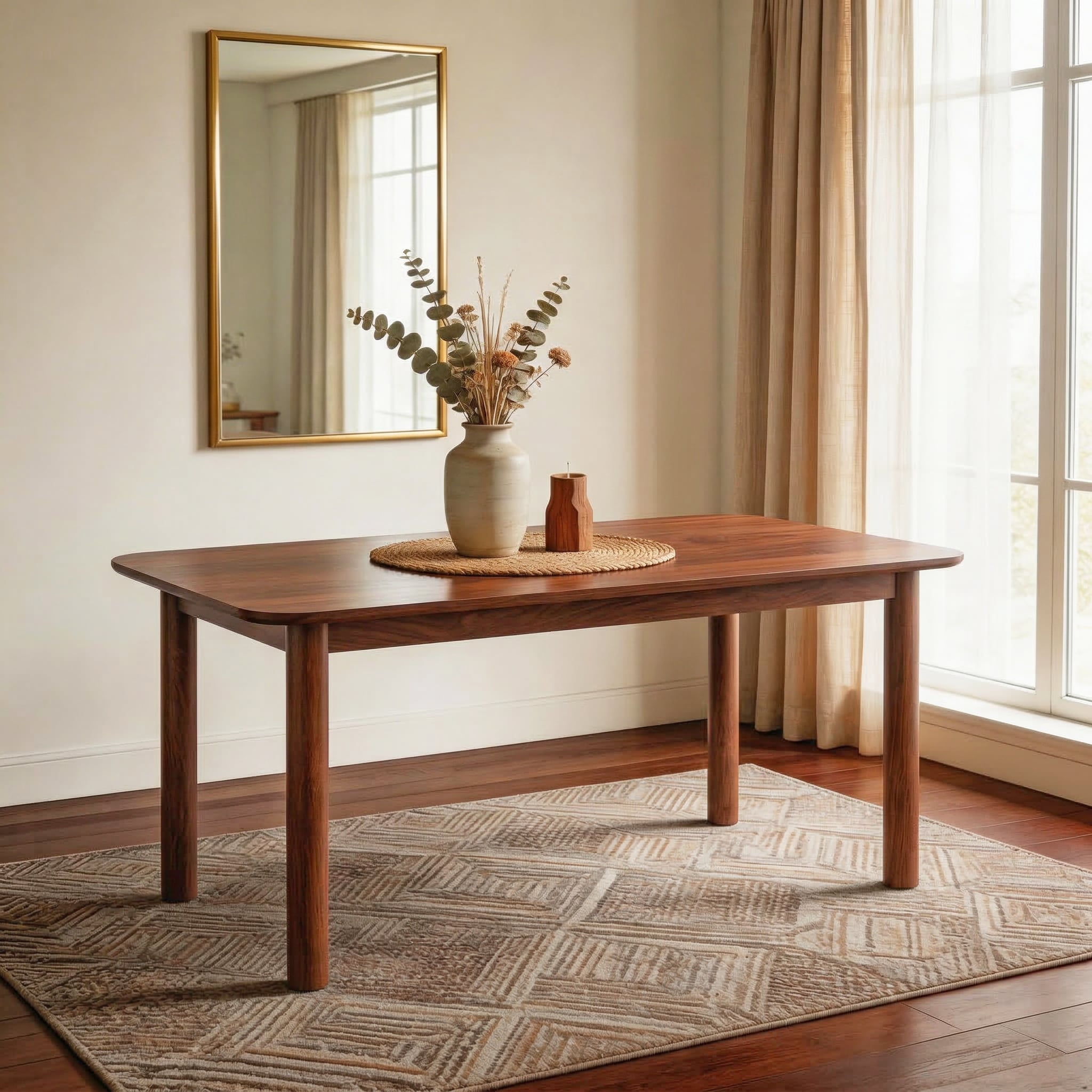 Dane Solid Wood 6 Seater Dining Table In Honey Finish - Urban Ladder