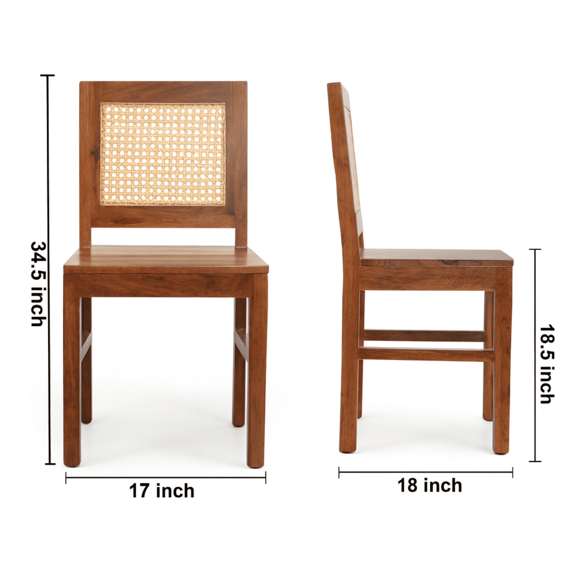 Globally Indian Sheesham Wood 6 Seater Dining Table Set With 6 Cane Backrest  Solid Wood Chair