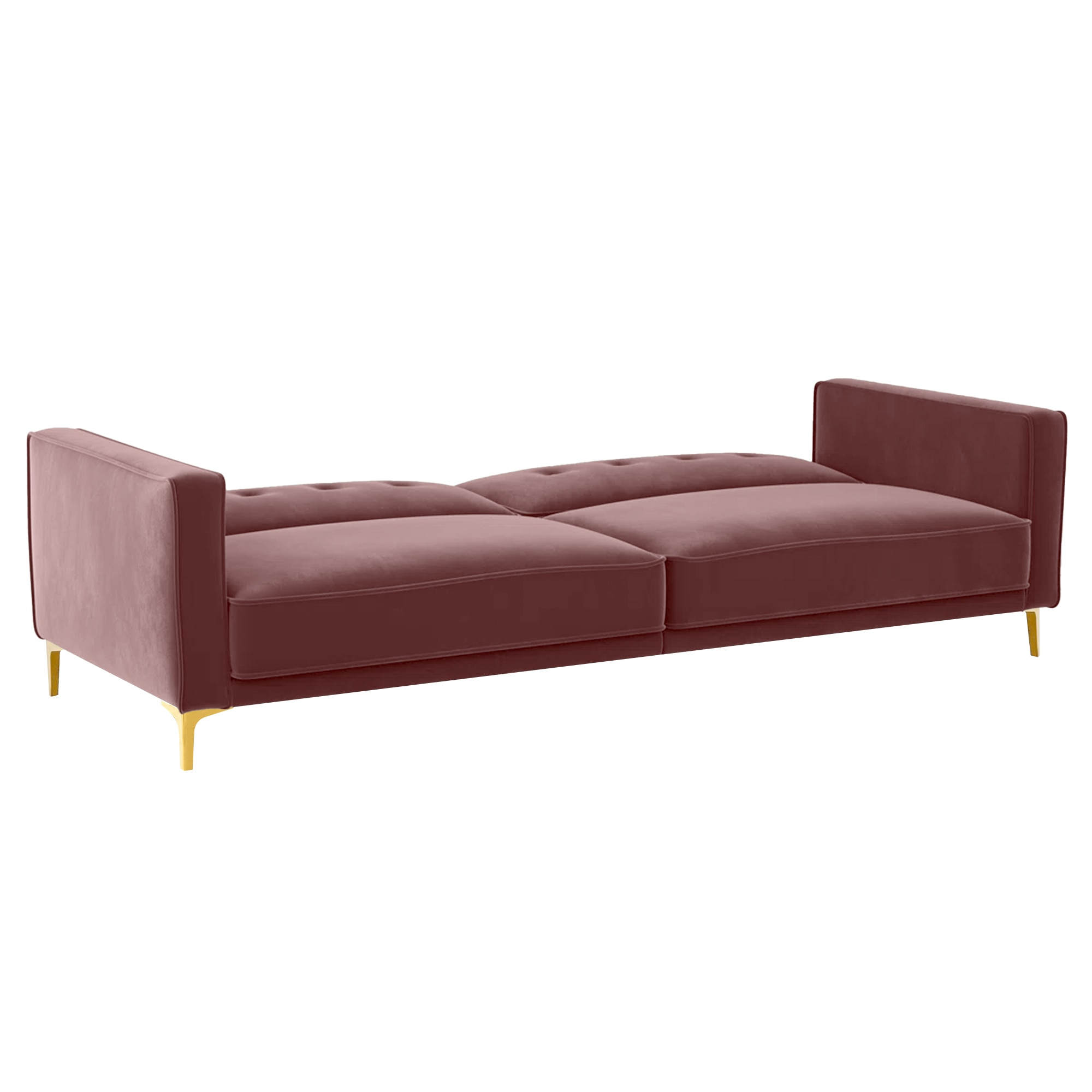 Calisa 3 Seater Velvet Sofa Cum Bed in Pink colour