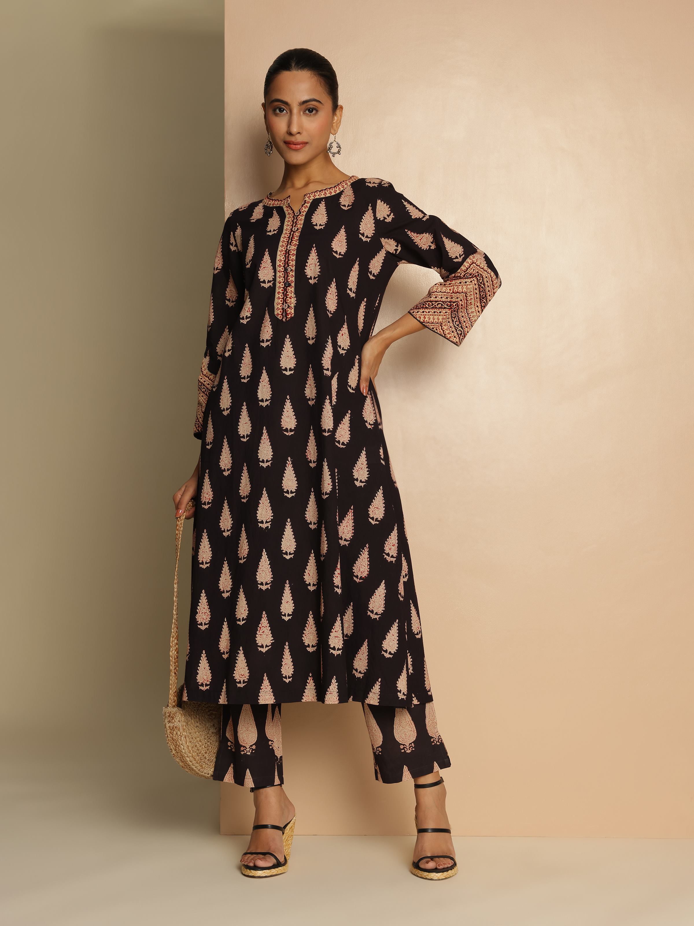 Black Bagru Block Printed Kurta