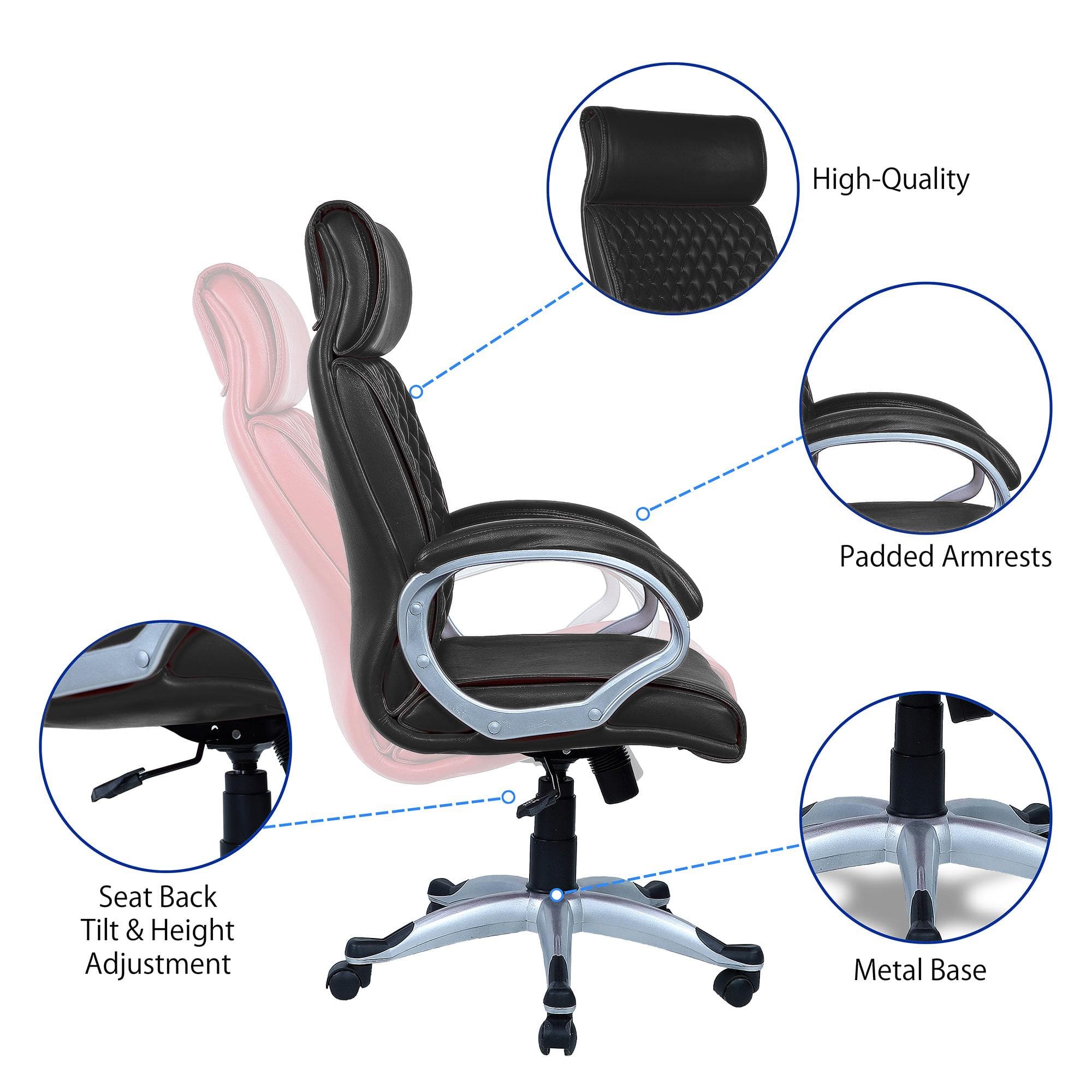 Wiwneags High Back Executive Chair in Black Colour