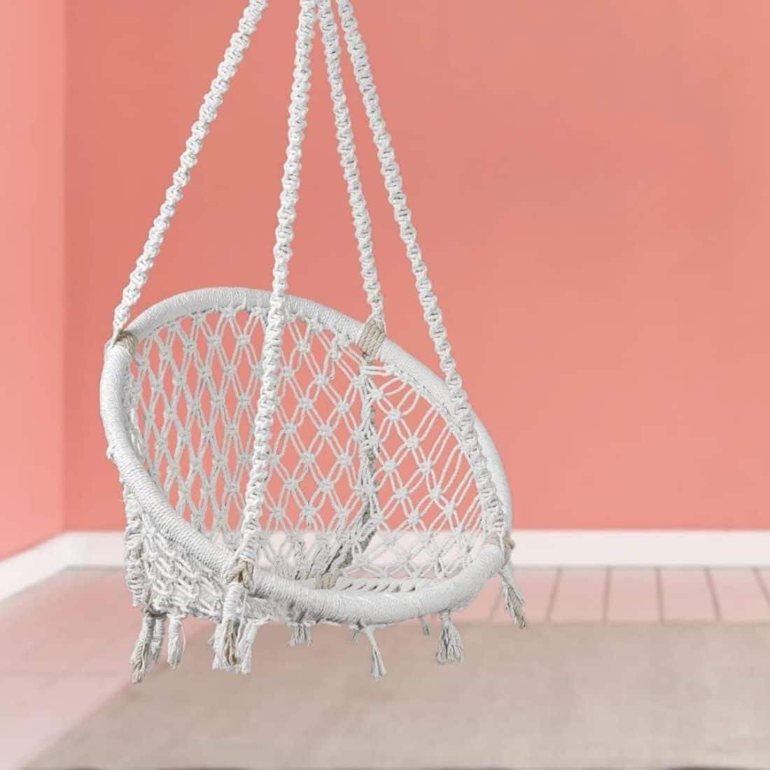 Swingzy Cotton Round Swing for Adults White Without Accessories
