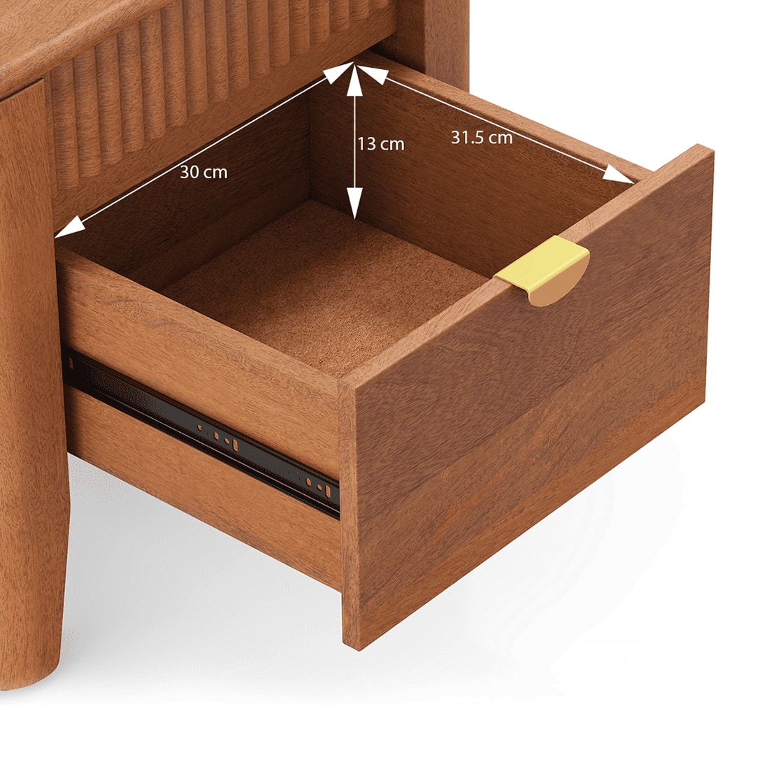 Toledo Solid Wood Bedside Table In Amber Walnut Finish