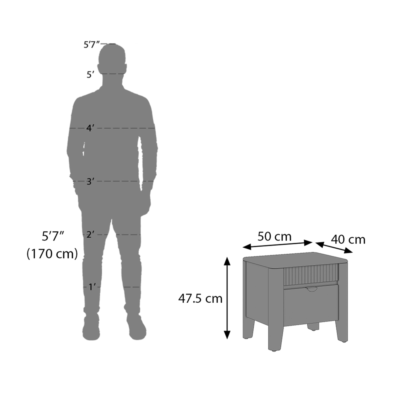 Toledo Solid Wood Bedside Table In Danish Walnut Finish