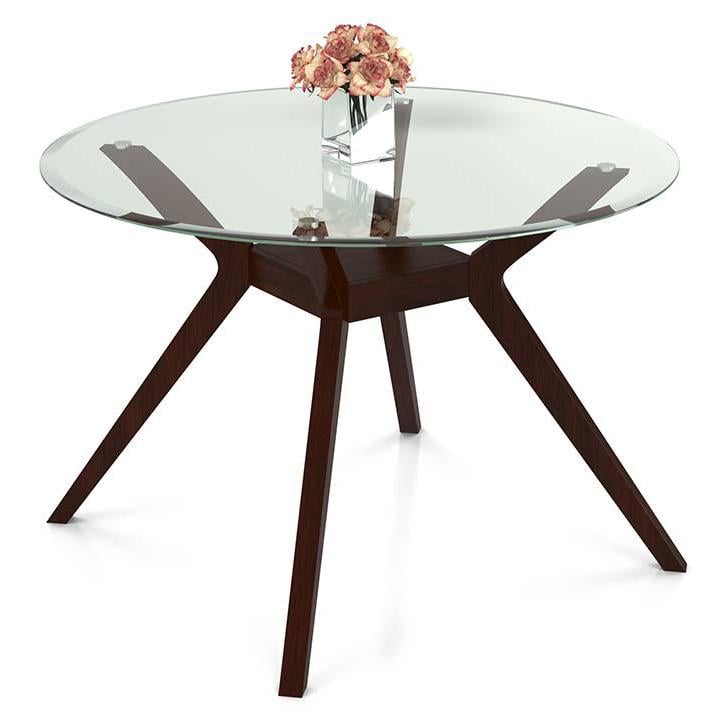 Wesley Glass 4 Seater Dining Table In Dark Walnut Finish