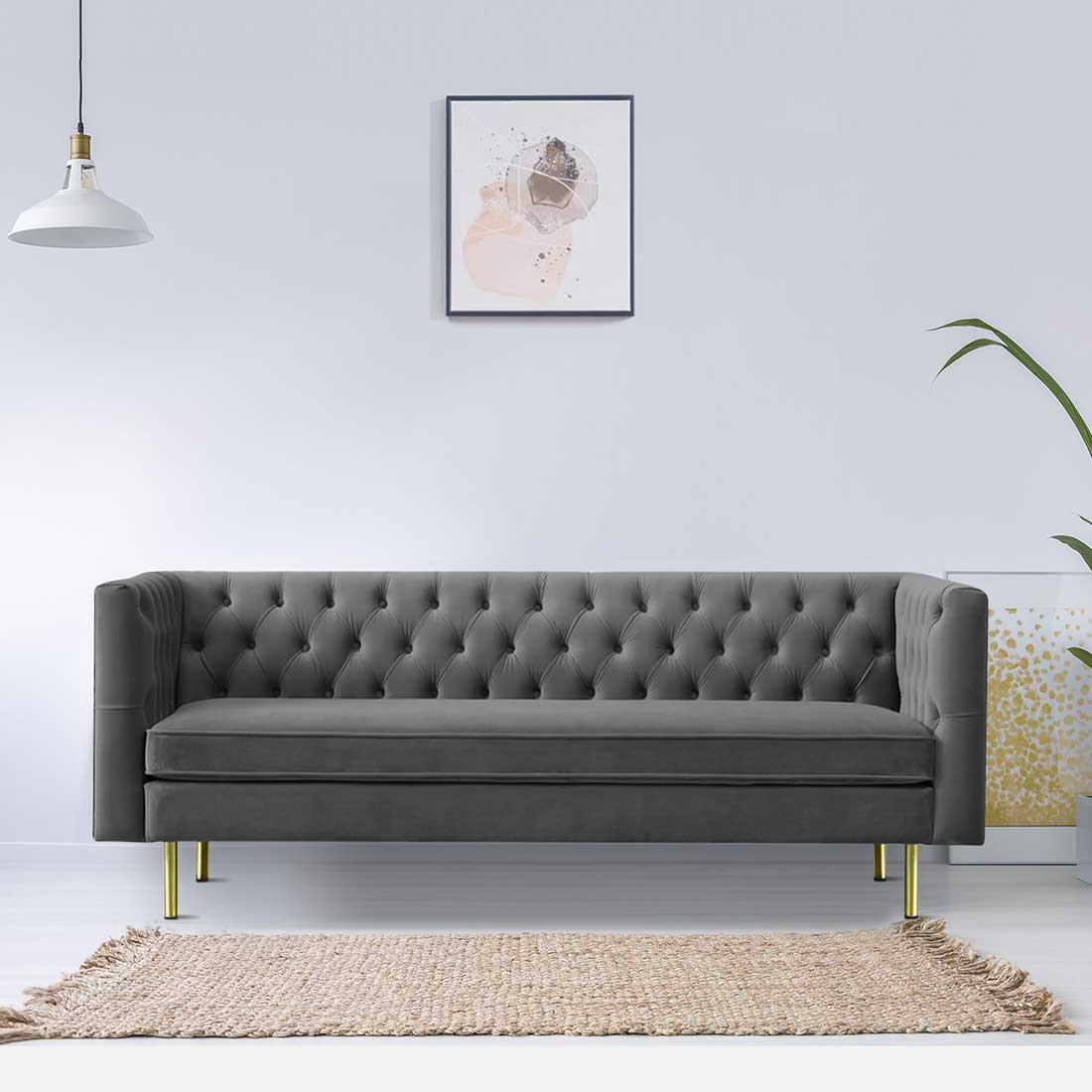 Caraven Fabric Sofa (Grey)
