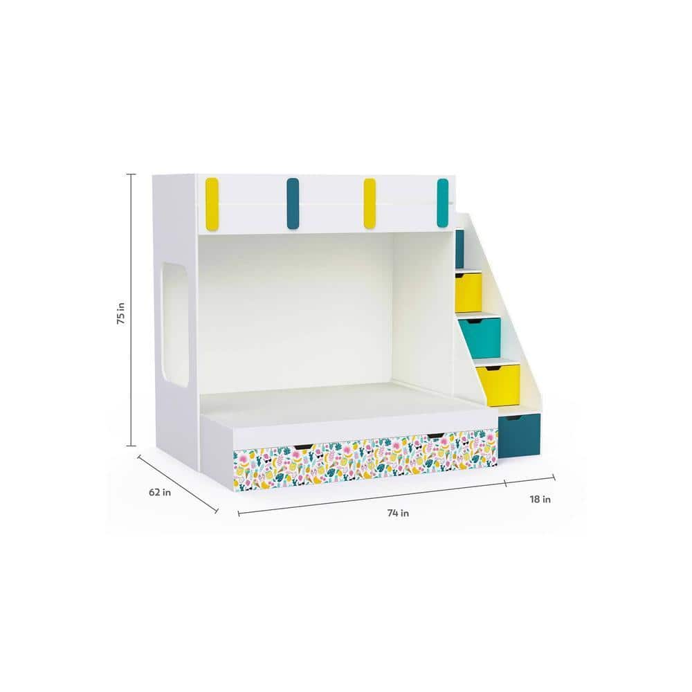 Pattern Dreams Bunk Bed with Storage in White Colour BKBB021