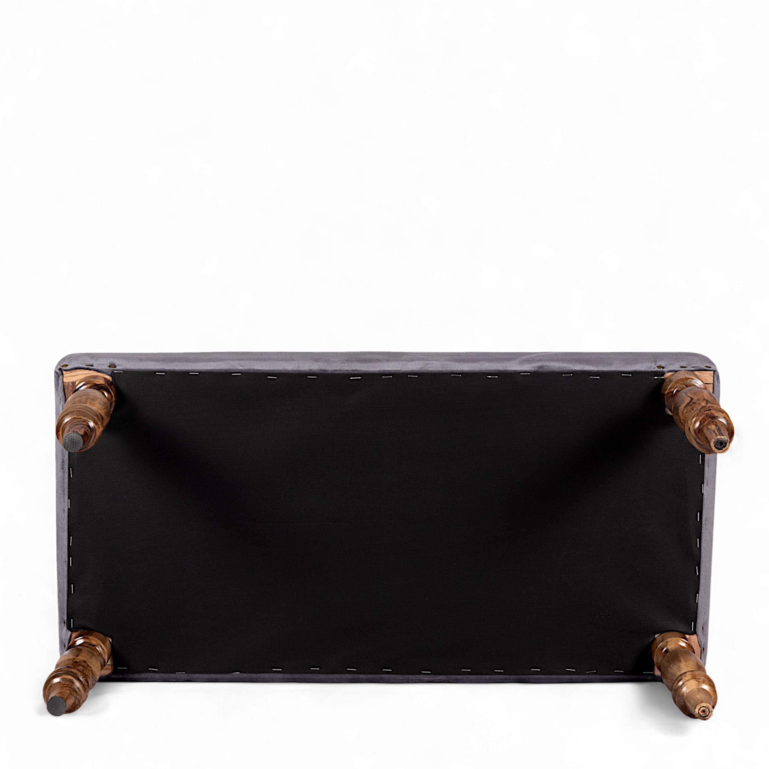 Bestone Sheesham Wood Accent 2 Seater Bench In Iron Grey Velvet