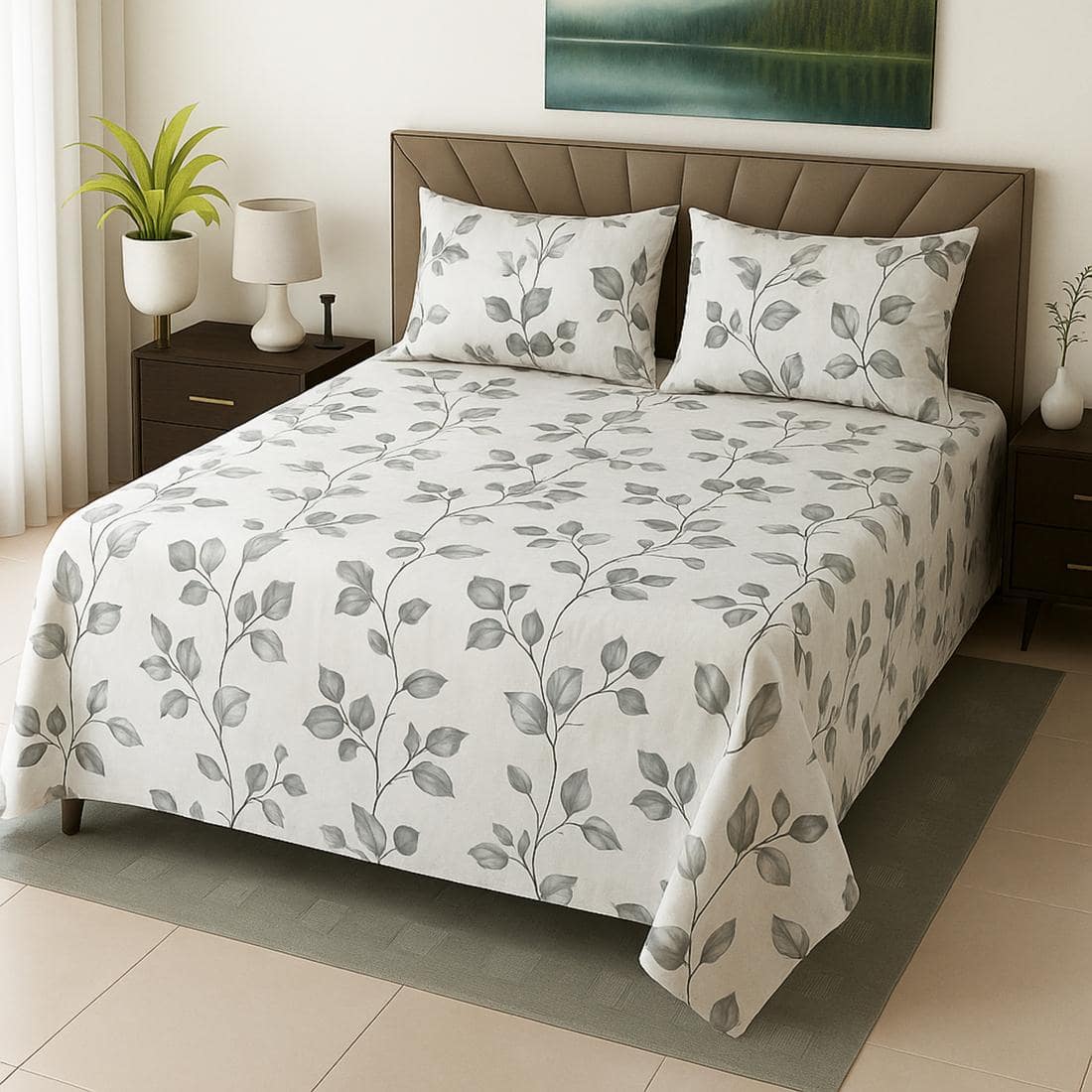Threads Silky Touch Camri Series Premium Super King Size Flat Bedsheet 275 x 275 cms