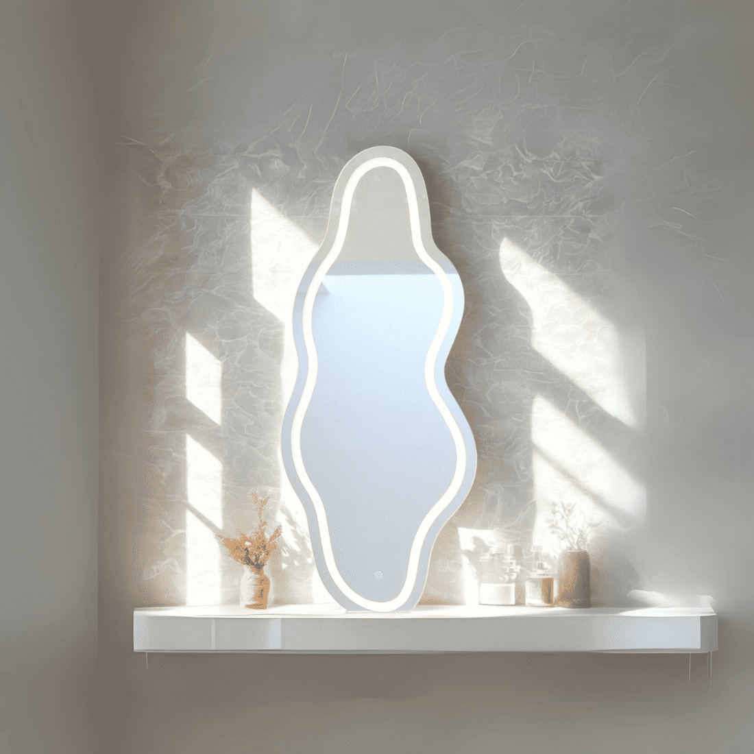 LED Sculpted Mirror Light - Modern Stylish and Illuminated  Mirror