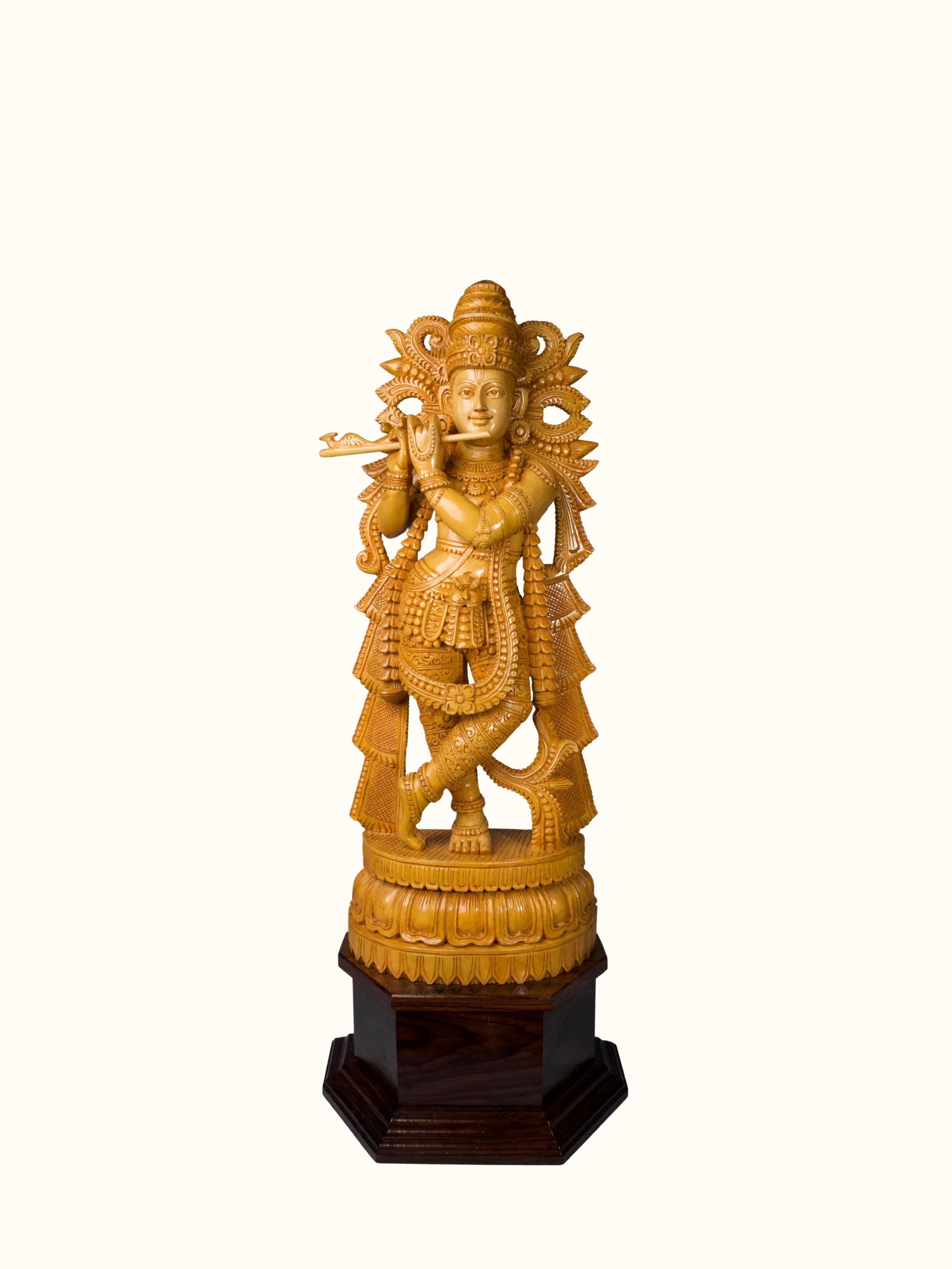 Wood Carved Krishna Idol