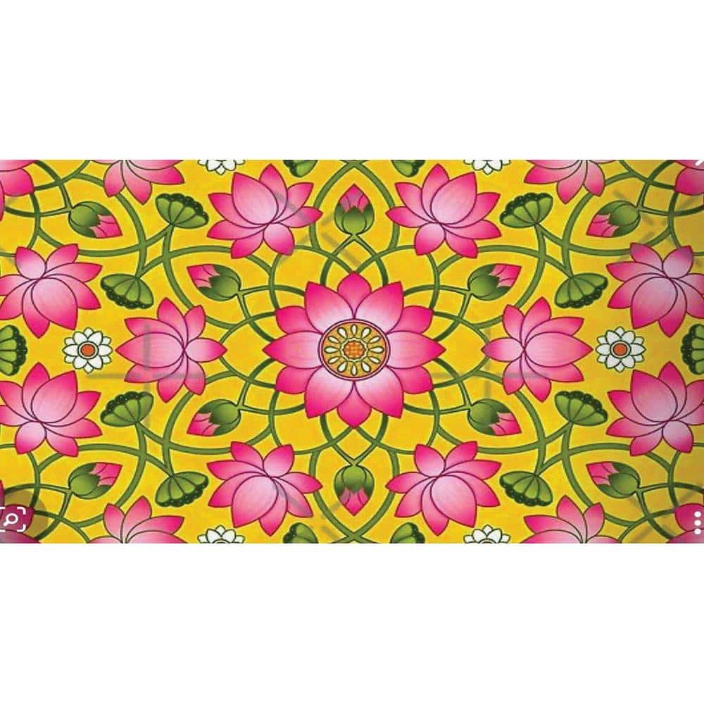 Madhubani Lotus   and Serving Tray  Multicolour