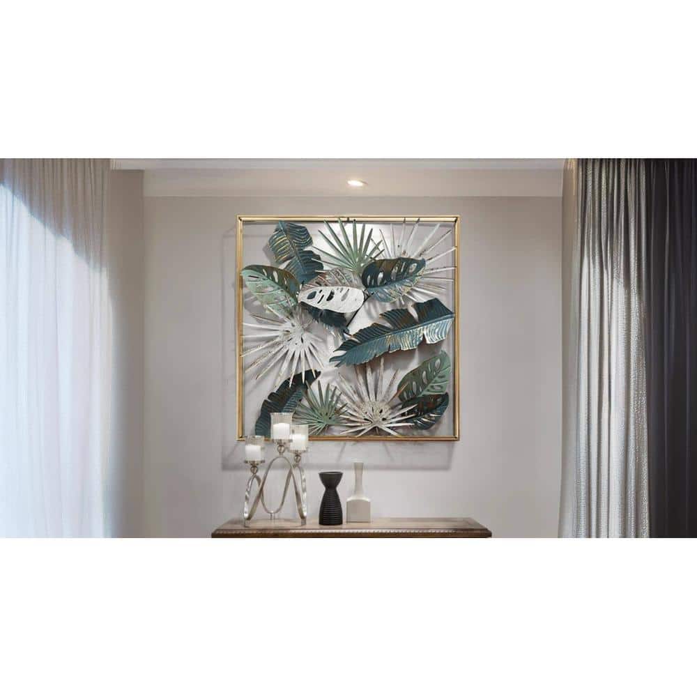 Elaeagnus Angustifolia And Lupin Leaves Frame Metal Wall Art