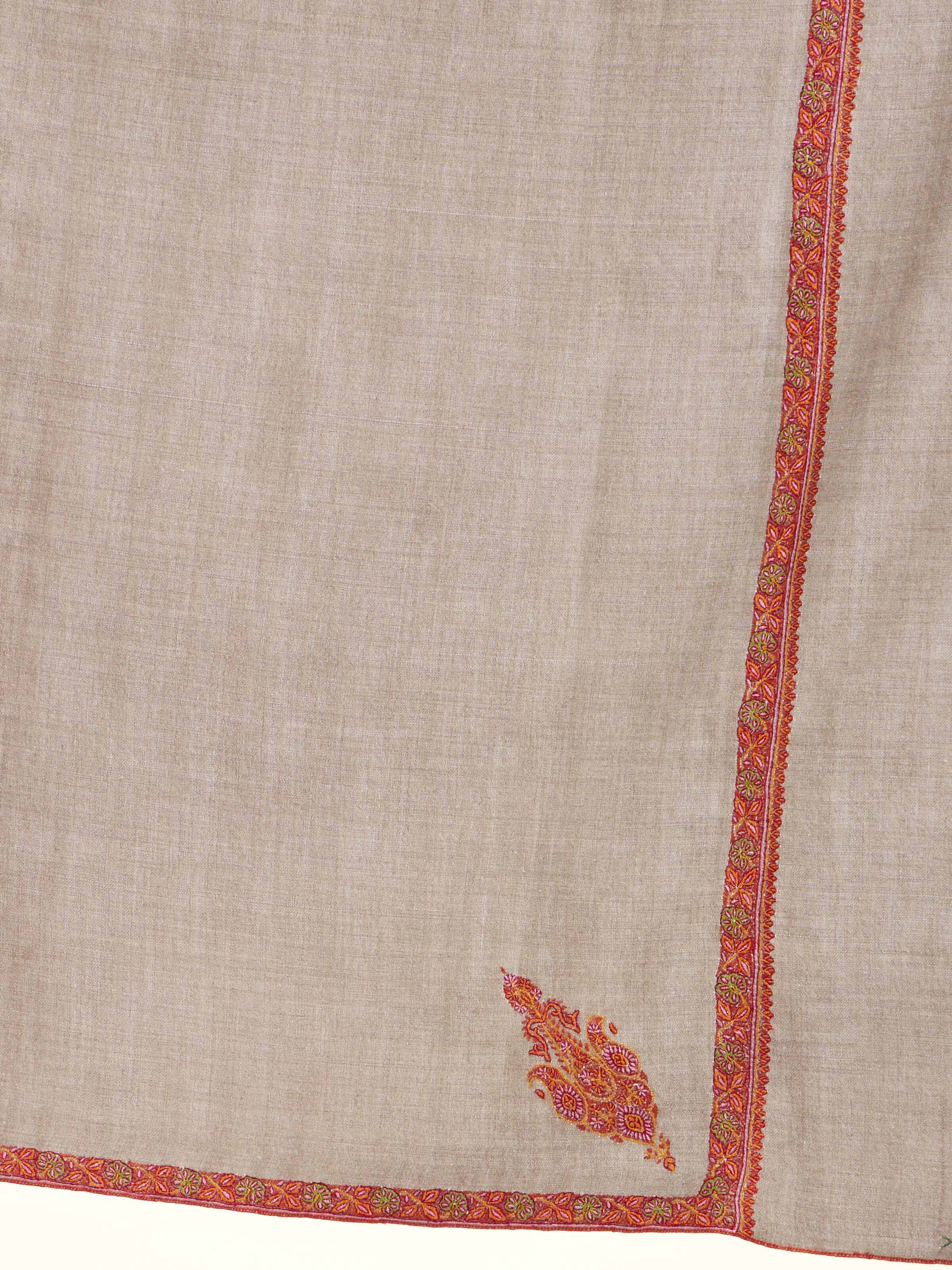 Beige Sozni Hand Embroidered Shawl