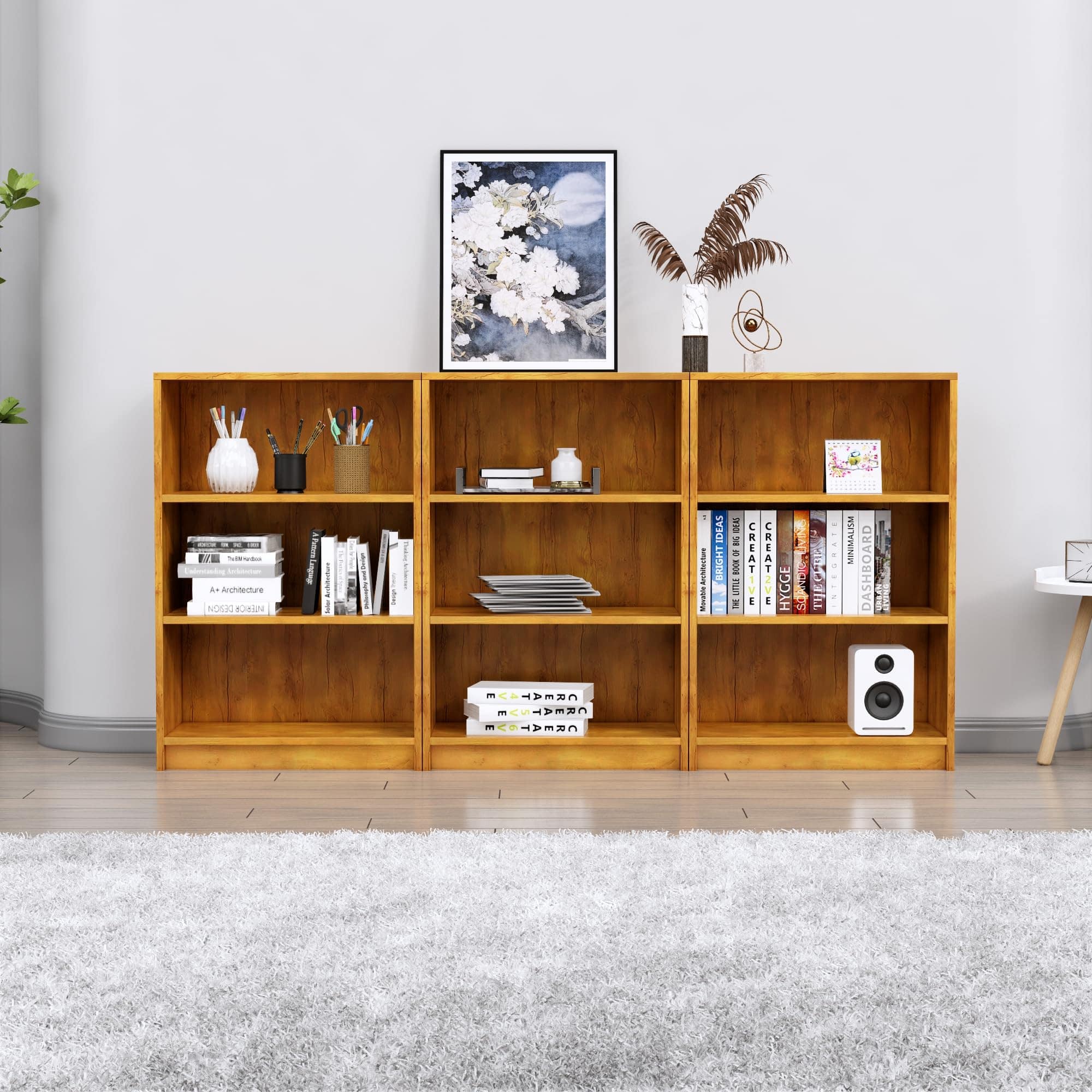 Hexa Engineered Wood Bookshelf Multipurpose Storage Rack in Giant Wood Colour - HexaRed