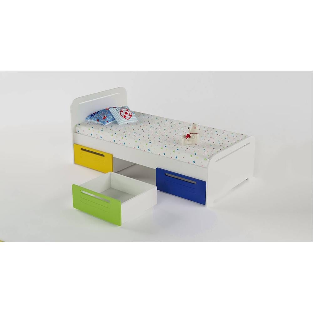 Cloud Tails Engineered Wood Drawer Storage Bed in Multi Coloured Colour