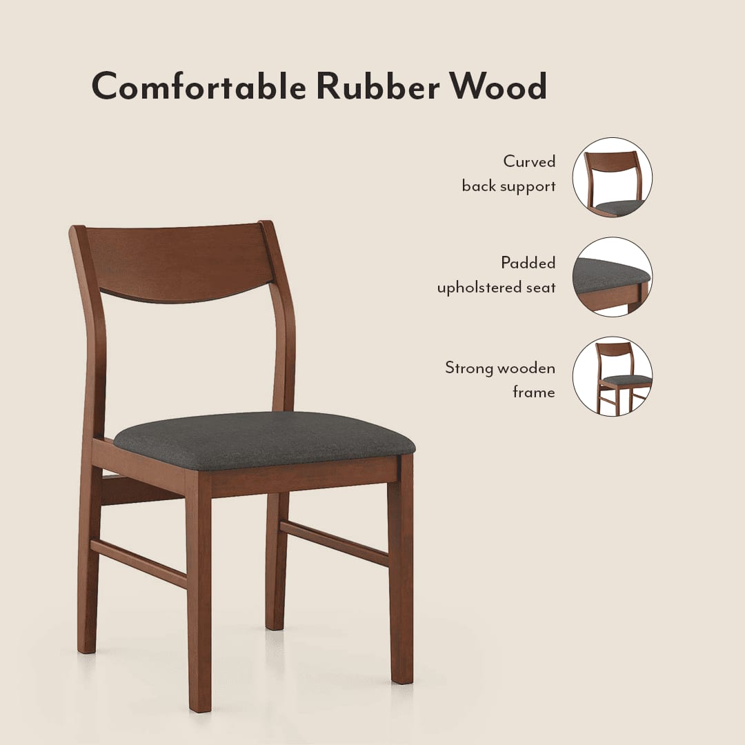 Augusta 6 Seater Dining Set (Colour- Grey, Finish- Dark Walnut)