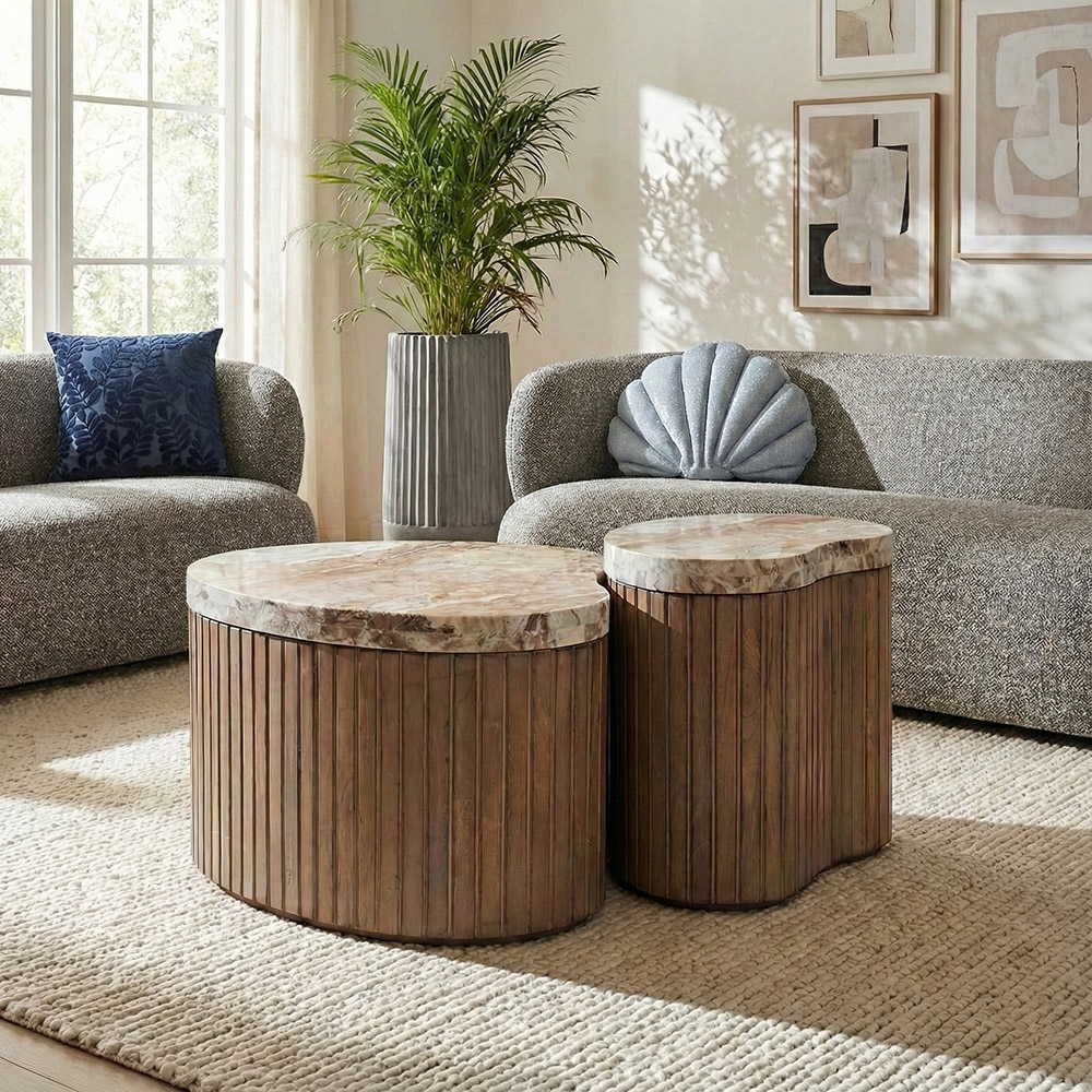 Norweg Solid Wood Coffee Table In Dark Walnut Finish - Living Shape